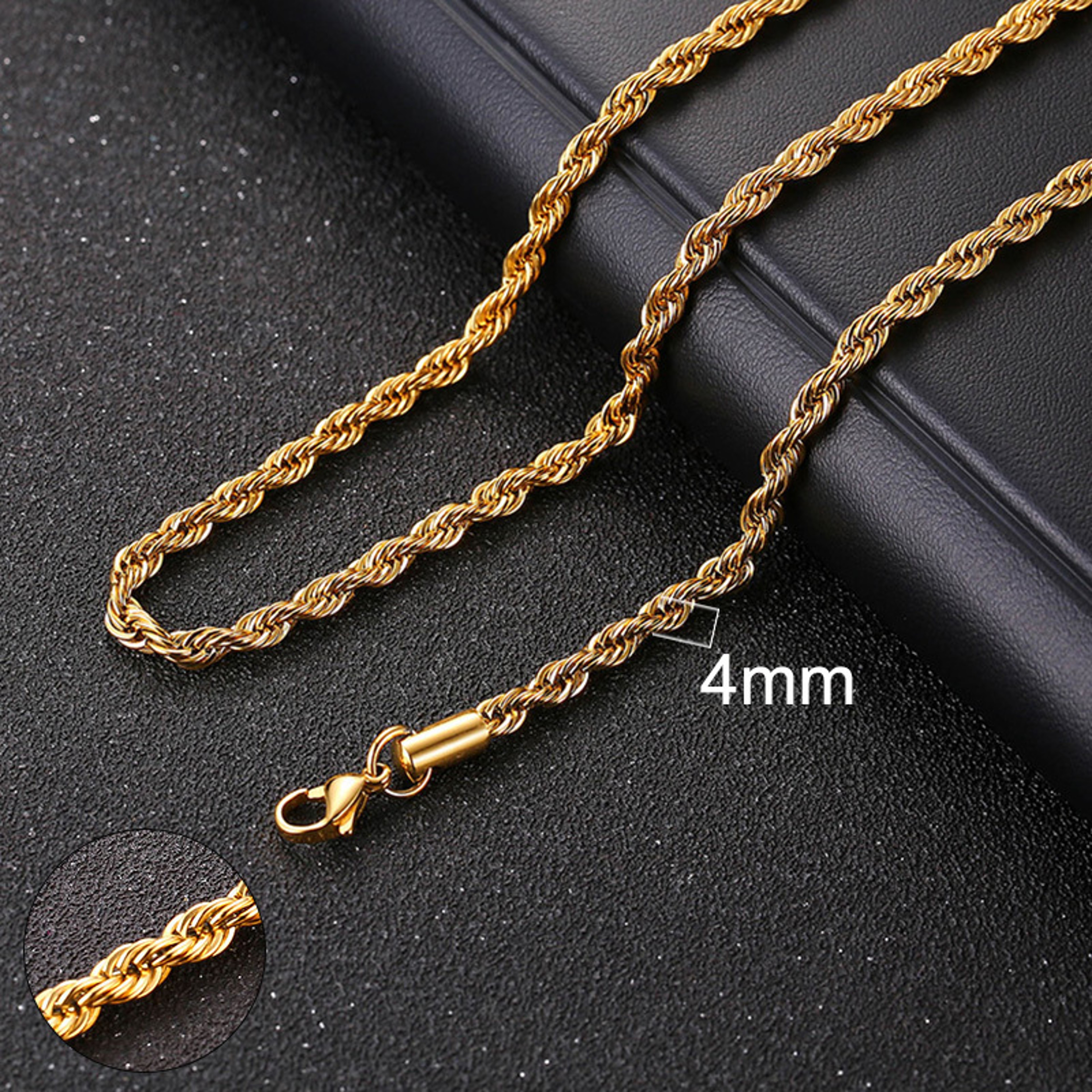 Basic Punk Cuban Chain Necklace for Men Women, Vintage Gold Solid Metal Curb Link Choker, Stainless Steel Jewelry – view 17