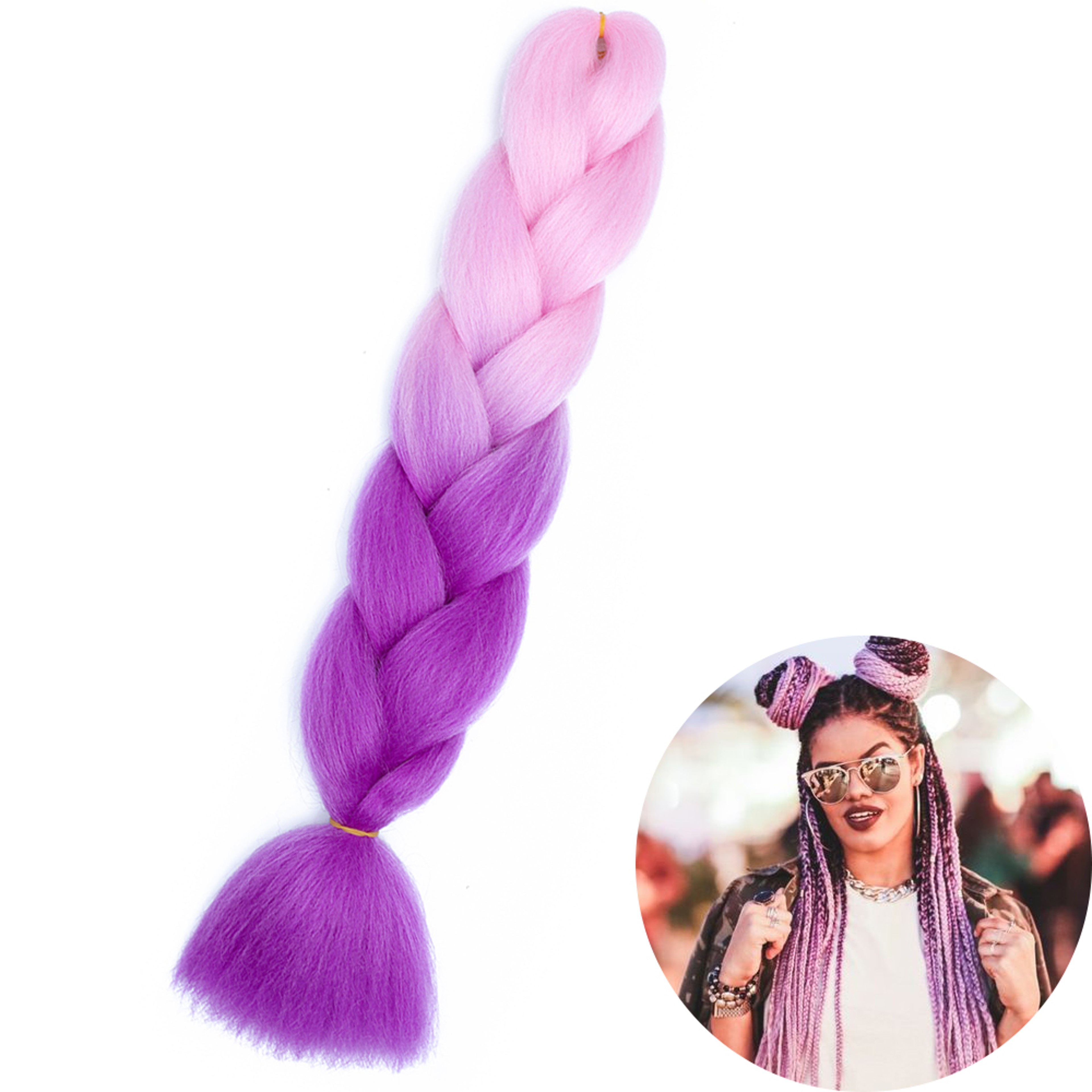 Jumbo Braid Hair Extensions, Ombre Kanekalon Synthetic Yaki Braids for Women, DIY Braiding Hair in Multiple Colors – view 24