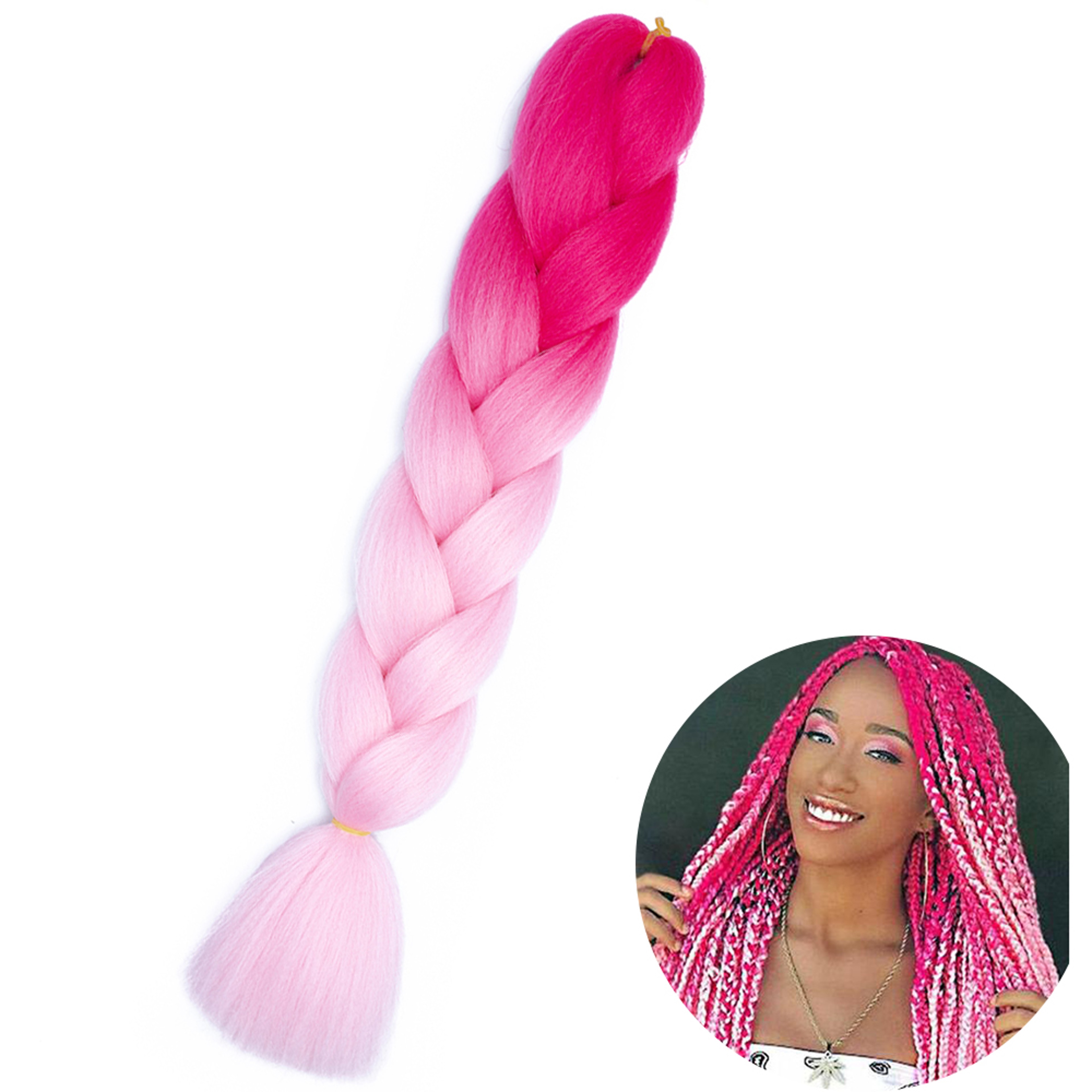 Jumbo Braid Hair Extensions, Ombre Kanekalon Synthetic Yaki Braids for Women, DIY Braiding Hair in Multiple Colors – view 26