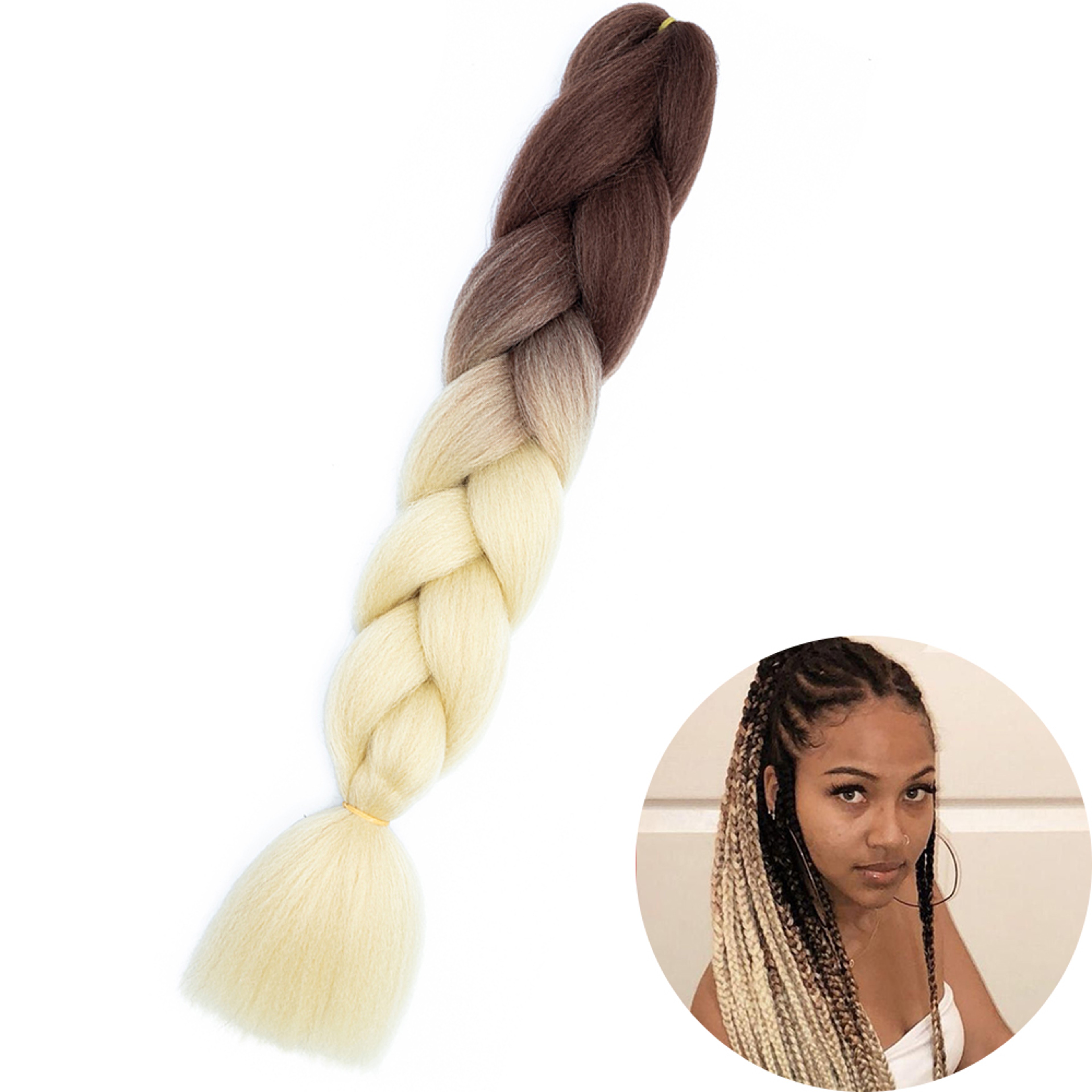 Jumbo Braid Hair Extensions, Ombre Kanekalon Synthetic Yaki Braids for Women, DIY Braiding Hair in Multiple Colors – view 29