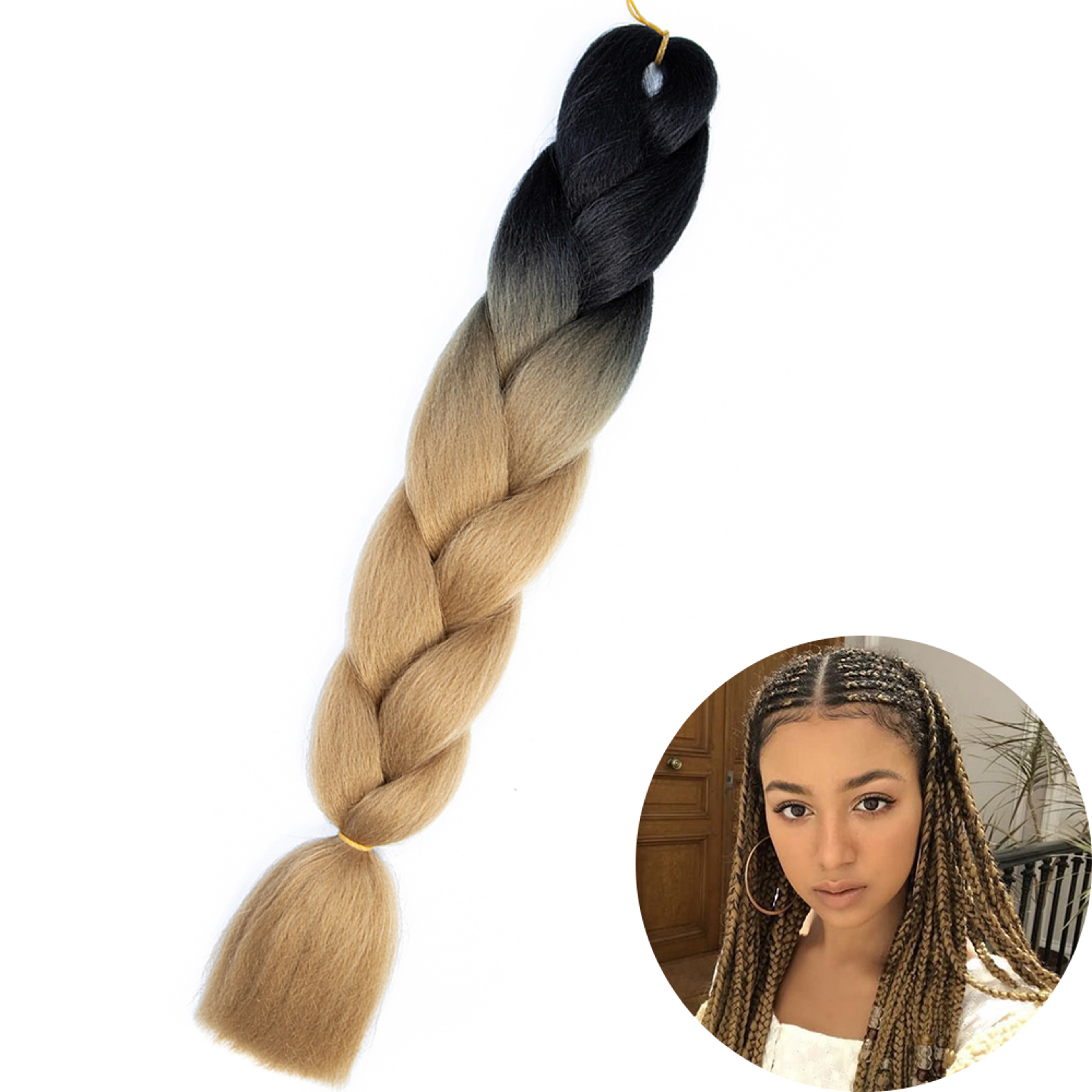 Jumbo Braid Hair Extensions, Ombre Kanekalon Synthetic Yaki Braids for Women, DIY Braiding Hair in Multiple Colors – view 31