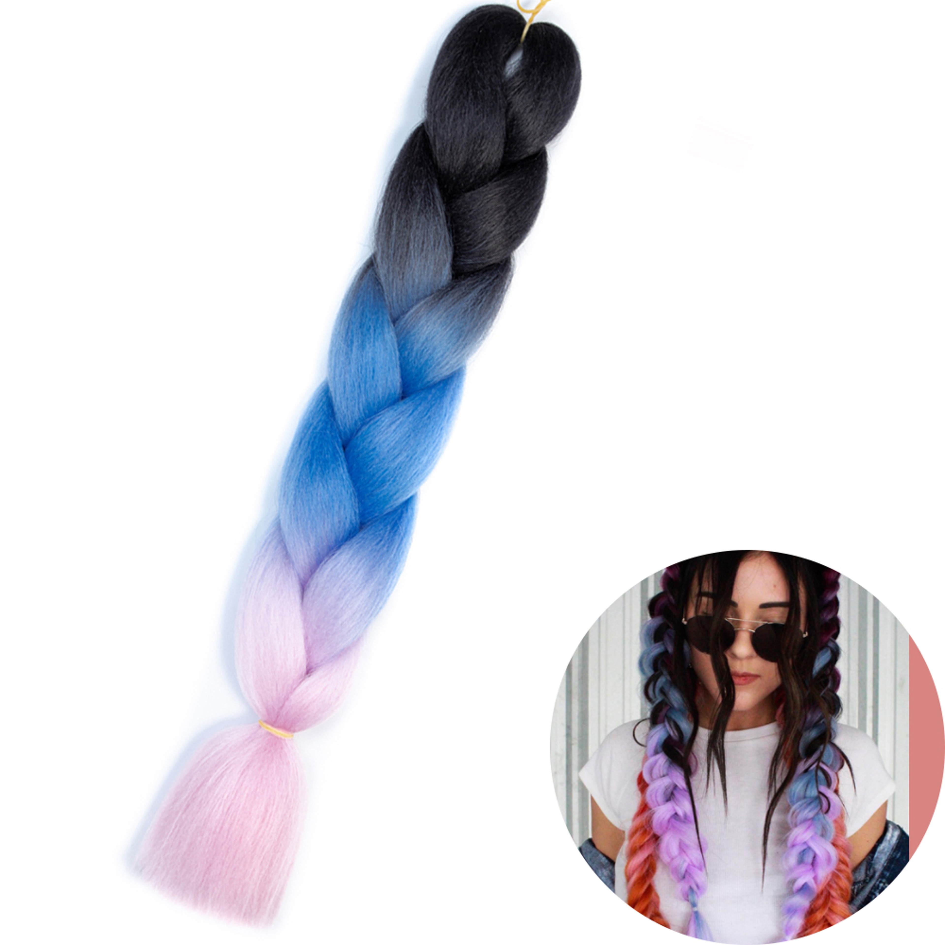 Jumbo Braid Hair Extensions, Ombre Kanekalon Synthetic Yaki Braids for Women, DIY Braiding Hair in Multiple Colors – view 35