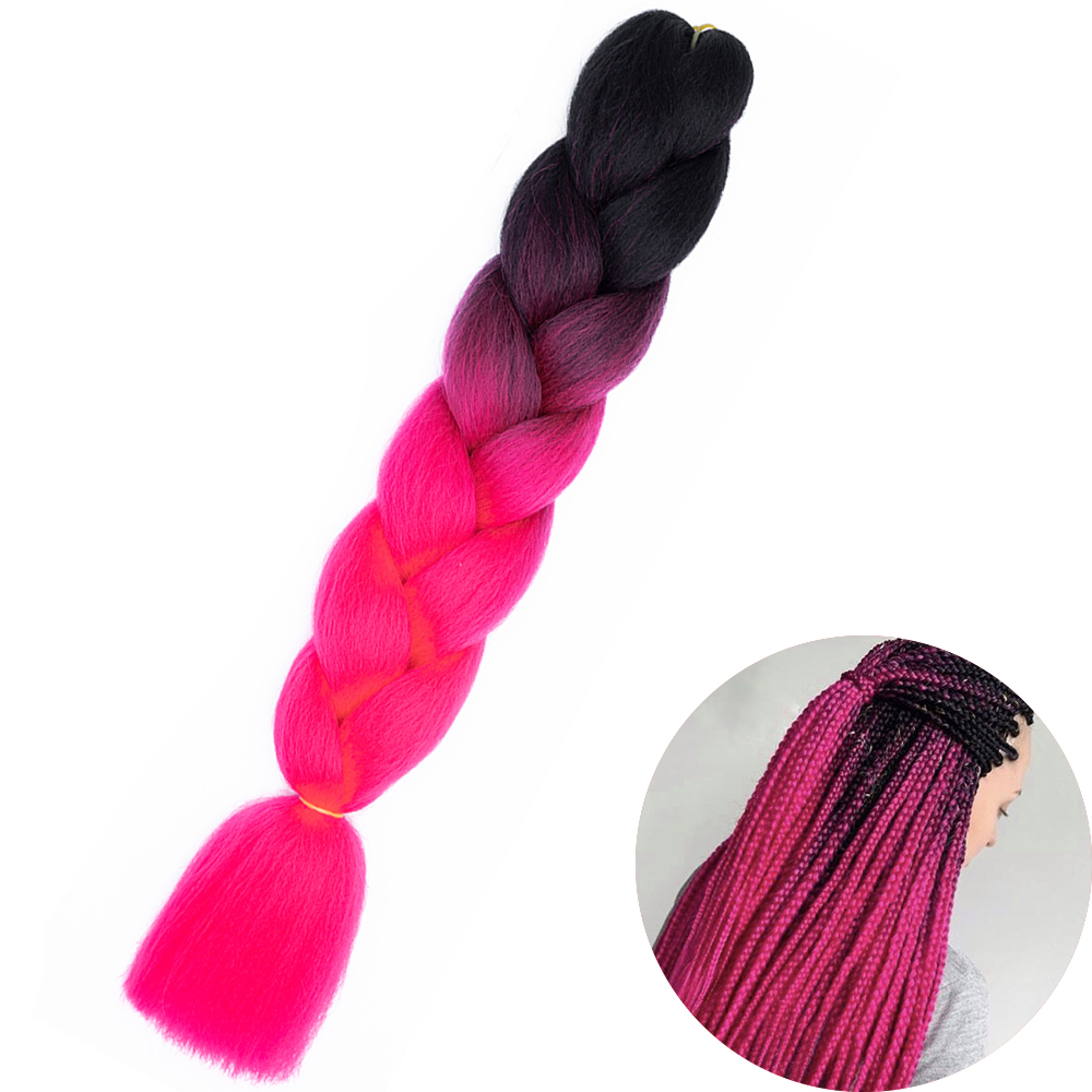 Jumbo Braid Hair Extensions, Ombre Kanekalon Synthetic Yaki Braids for Women, DIY Braiding Hair in Multiple Colors – view 40