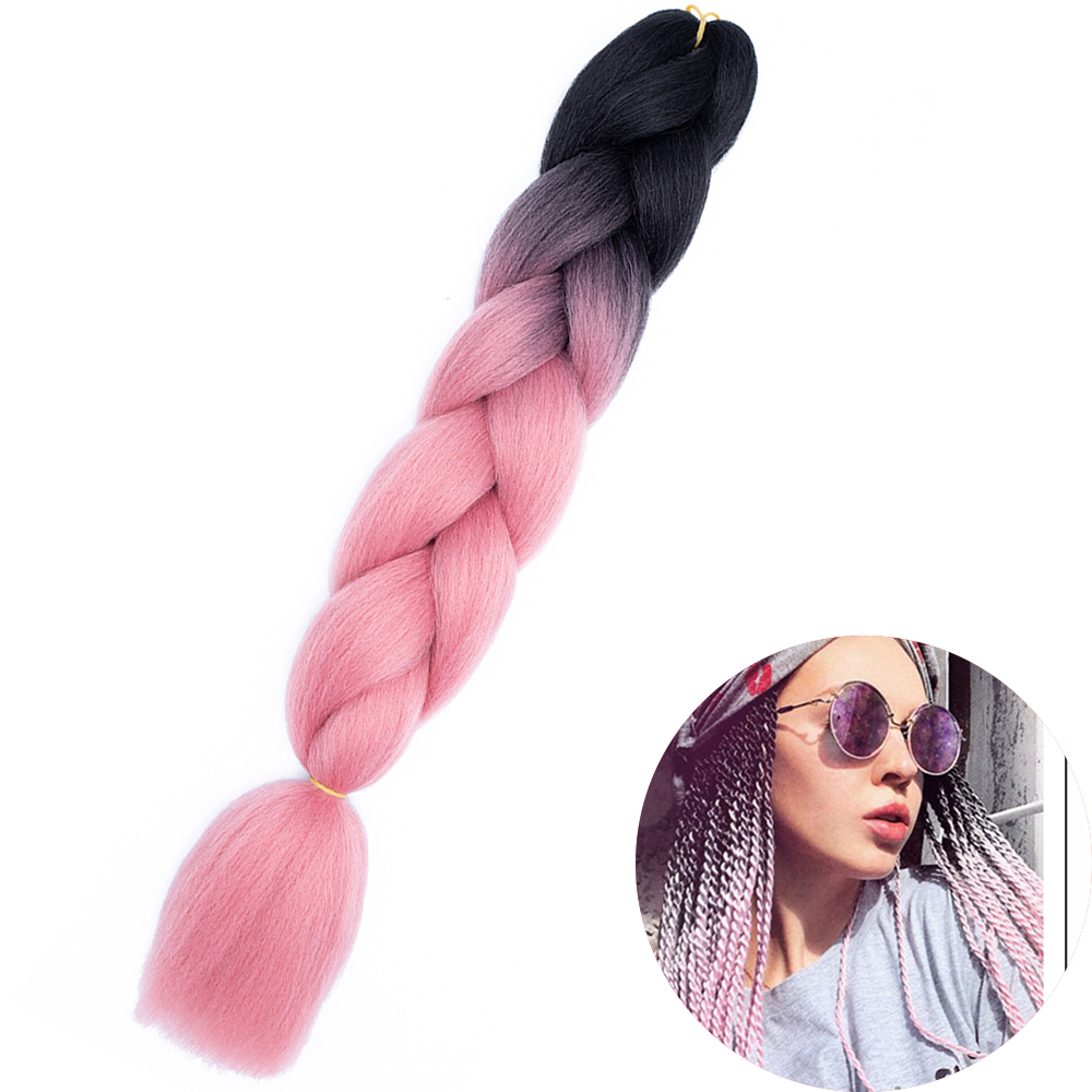 Jumbo Braid Hair Extensions, Ombre Kanekalon Synthetic Yaki Braids for Women, DIY Braiding Hair in Multiple Colors – view 41
