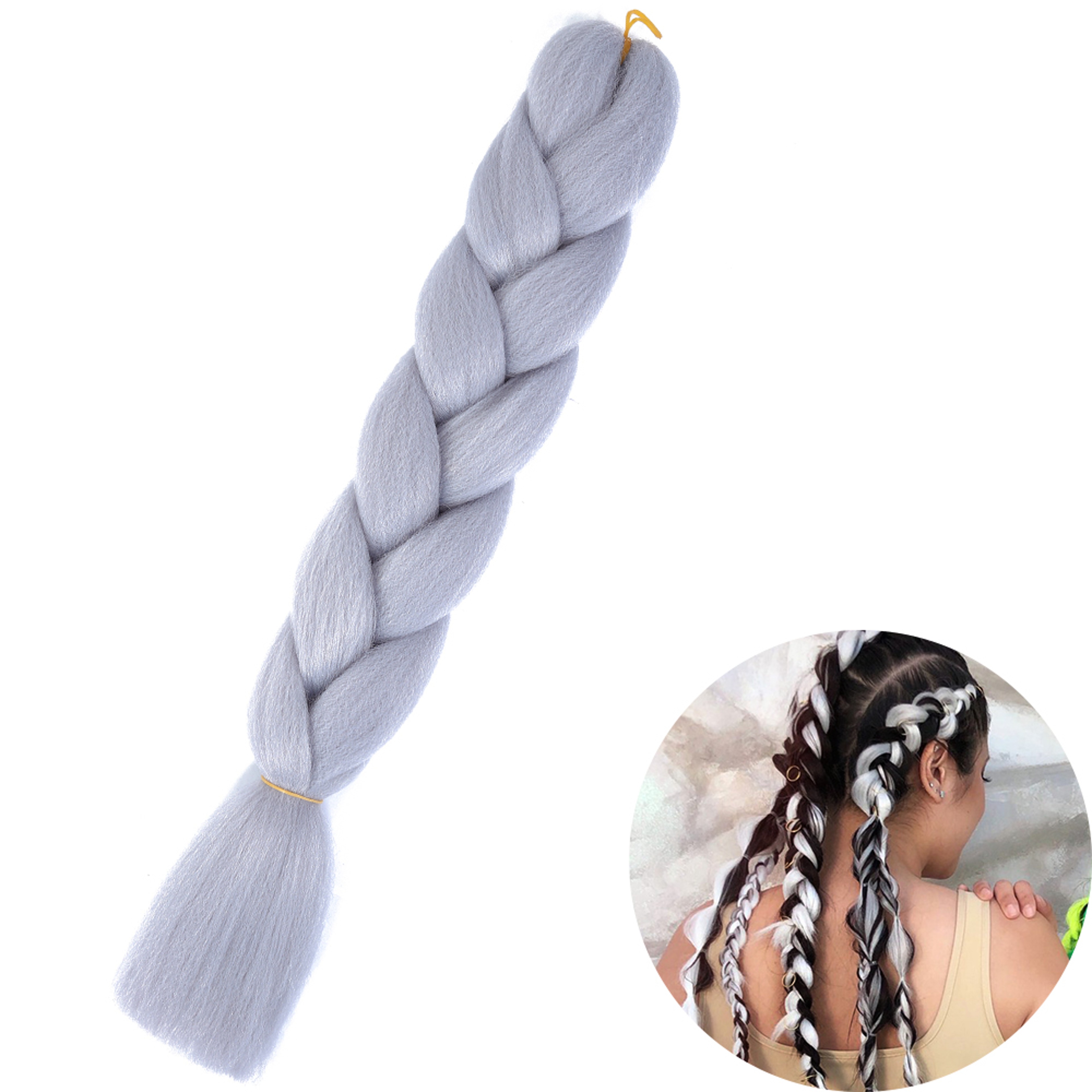 Jumbo Braid Hair Extensions, Ombre Kanekalon Synthetic Yaki Braids for Women, DIY Braiding Hair in Multiple Colors – view 45