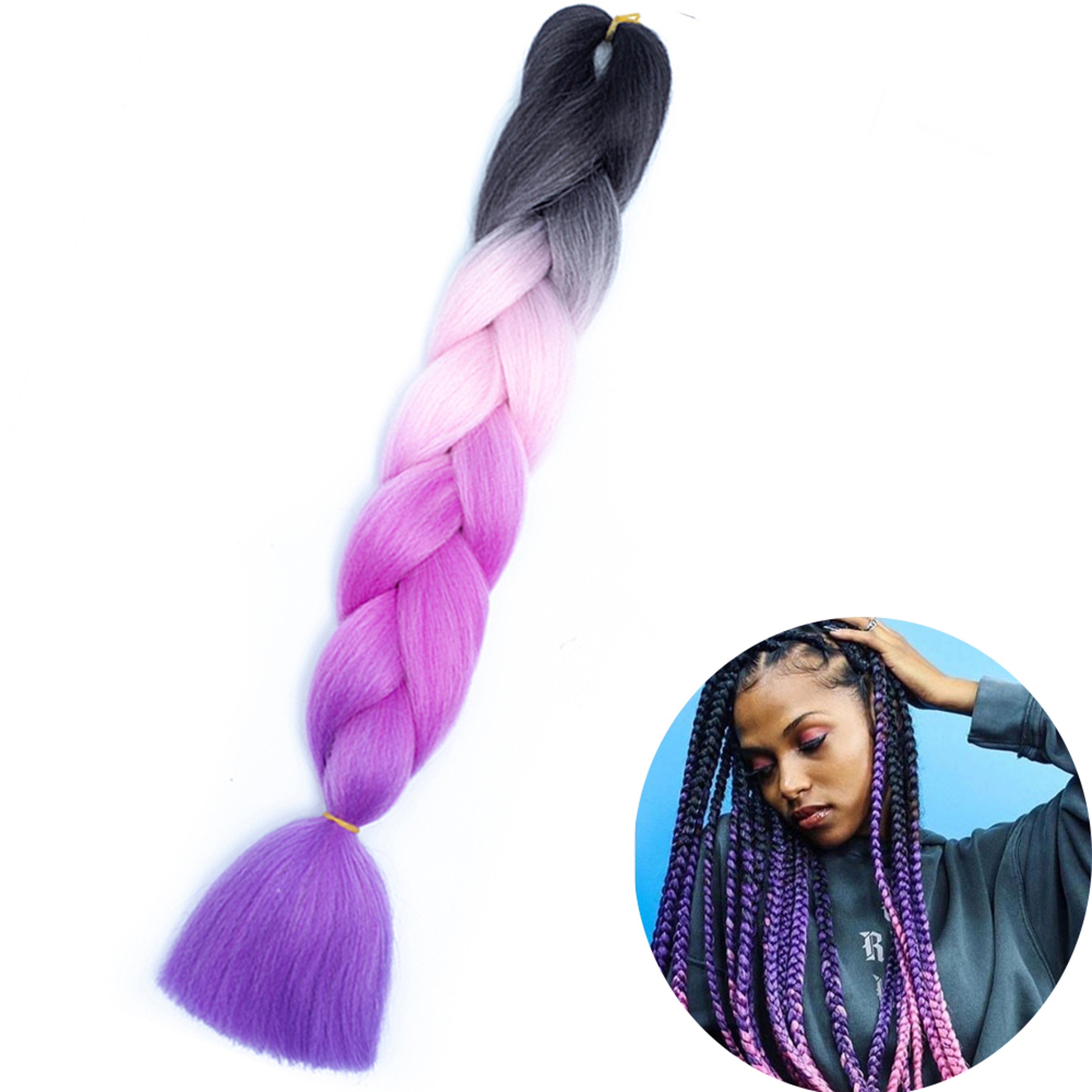 Jumbo Braid Hair Extensions, Ombre Kanekalon Synthetic Yaki Braids for Women, DIY Braiding Hair in Multiple Colors – view 58