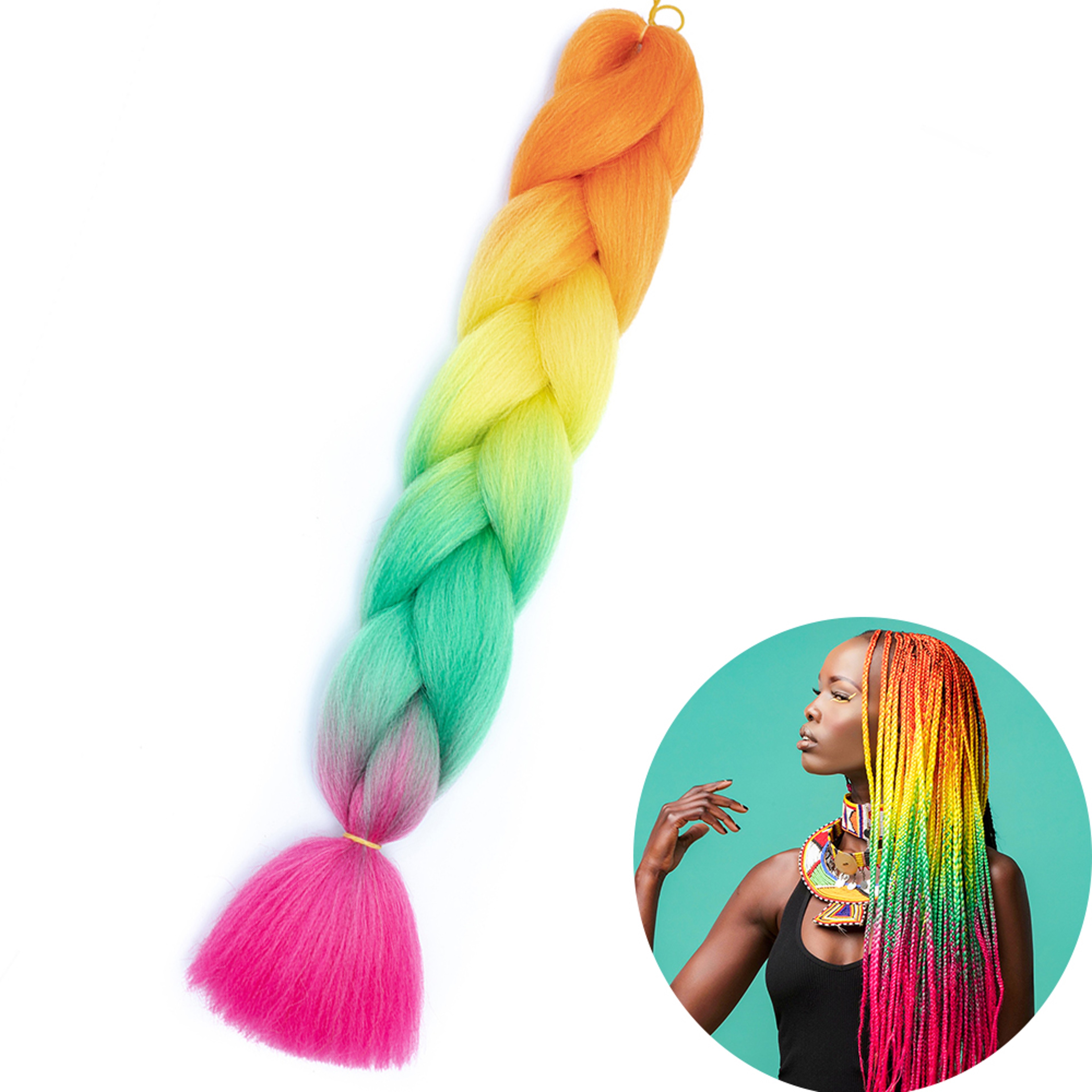 Jumbo Braid Hair Extensions, Ombre Kanekalon Synthetic Yaki Braids for Women, DIY Braiding Hair in Multiple Colors – view 59
