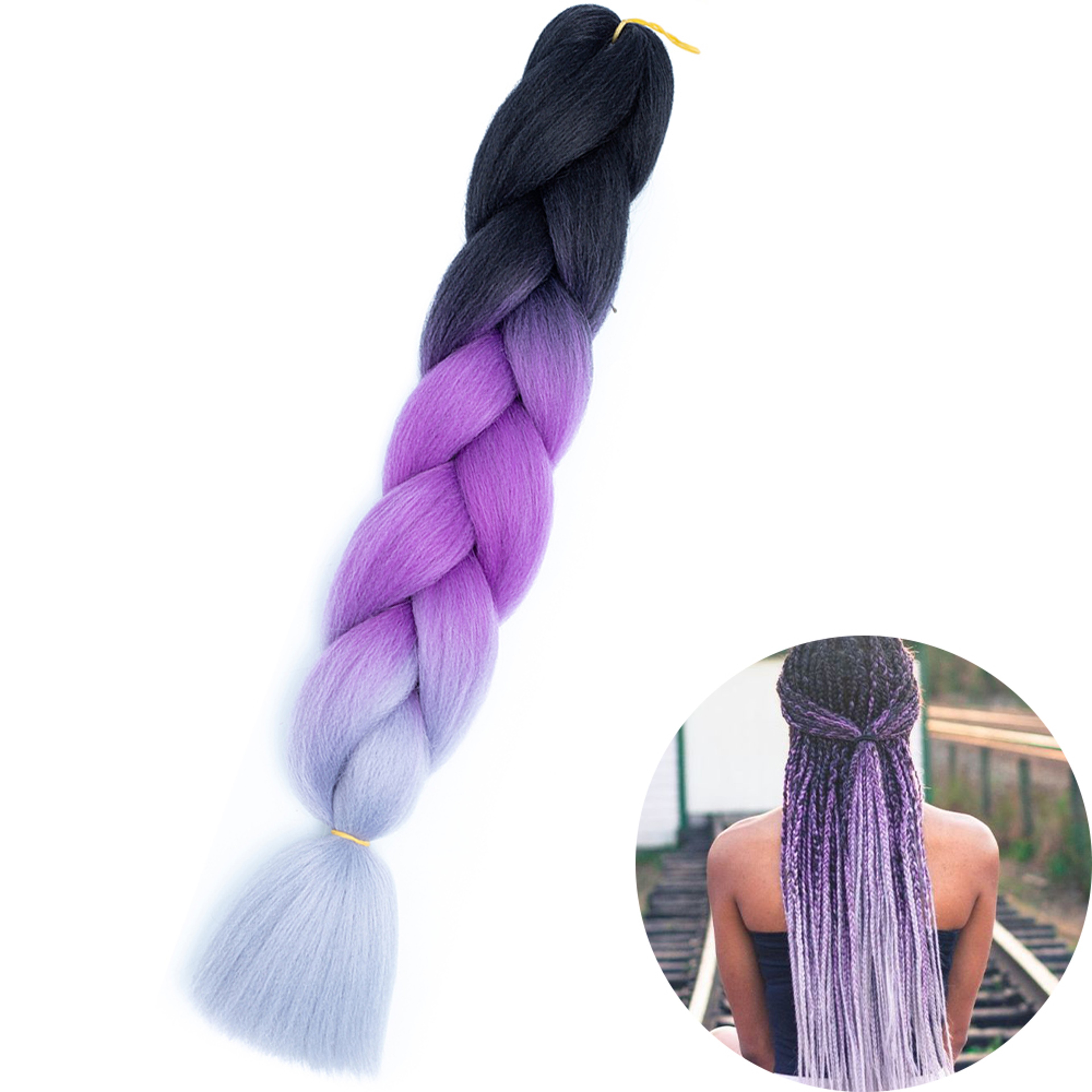 Jumbo Braid Hair Extensions, Ombre Kanekalon Synthetic Yaki Braids for Women, DIY Braiding Hair in Multiple Colors – view 76