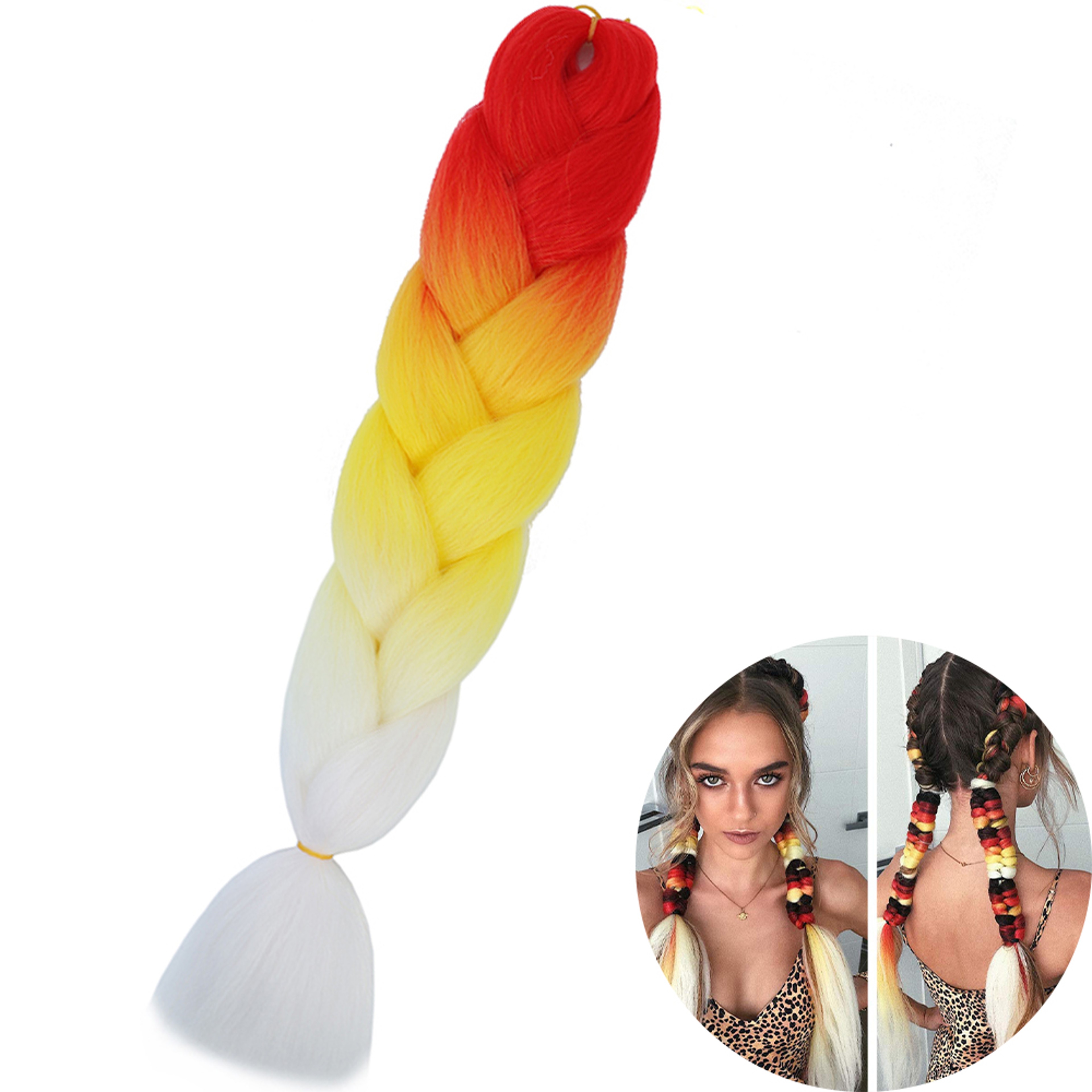 Jumbo Braid Hair Extensions, Ombre Kanekalon Synthetic Yaki Braids for Women, DIY Braiding Hair in Multiple Colors – view 82