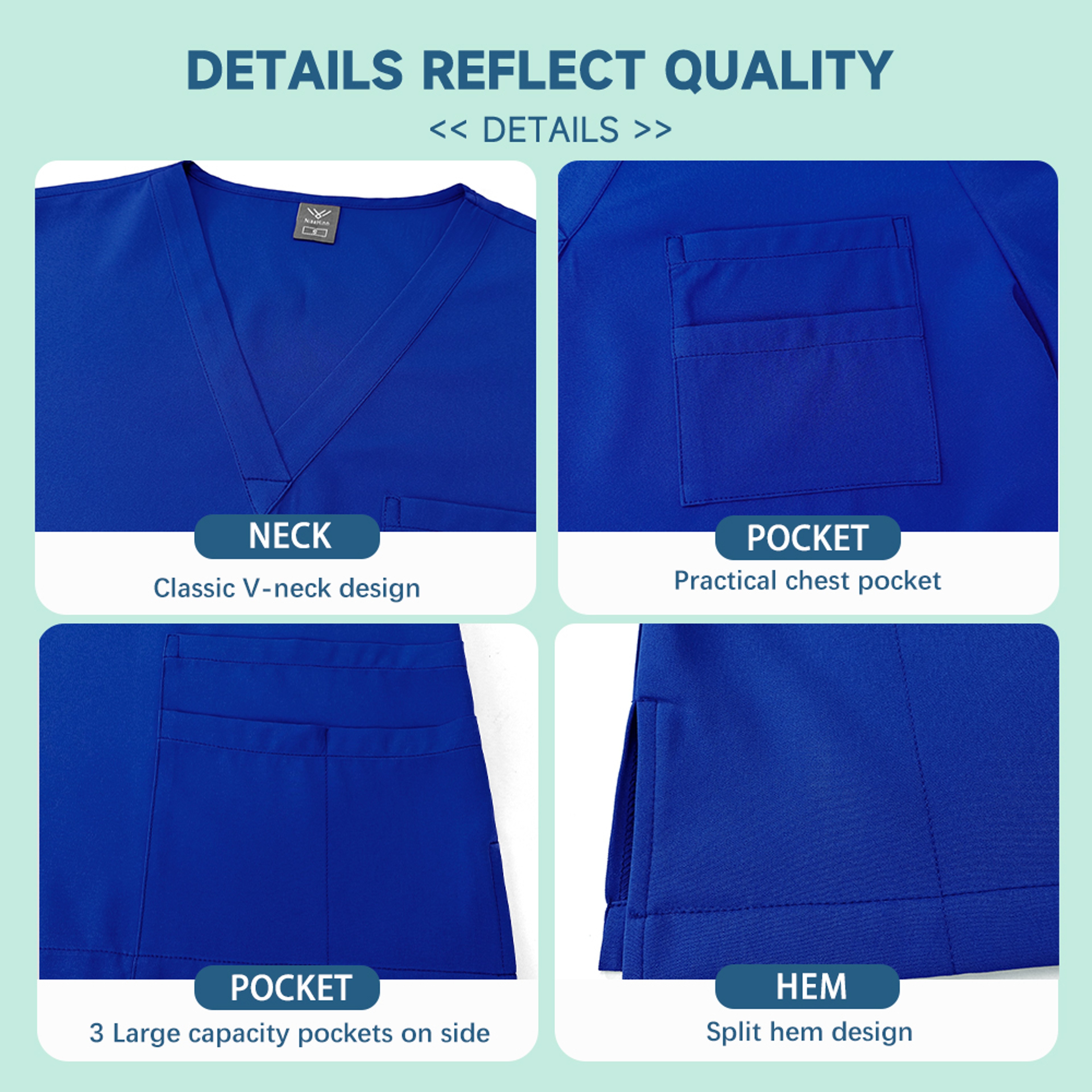 Unisex Nurse Scrubs Set Men Women Medical Uniforms Top Pants Doctor Dentist Lab Workwear Clinical Beauty Clothing – view 4