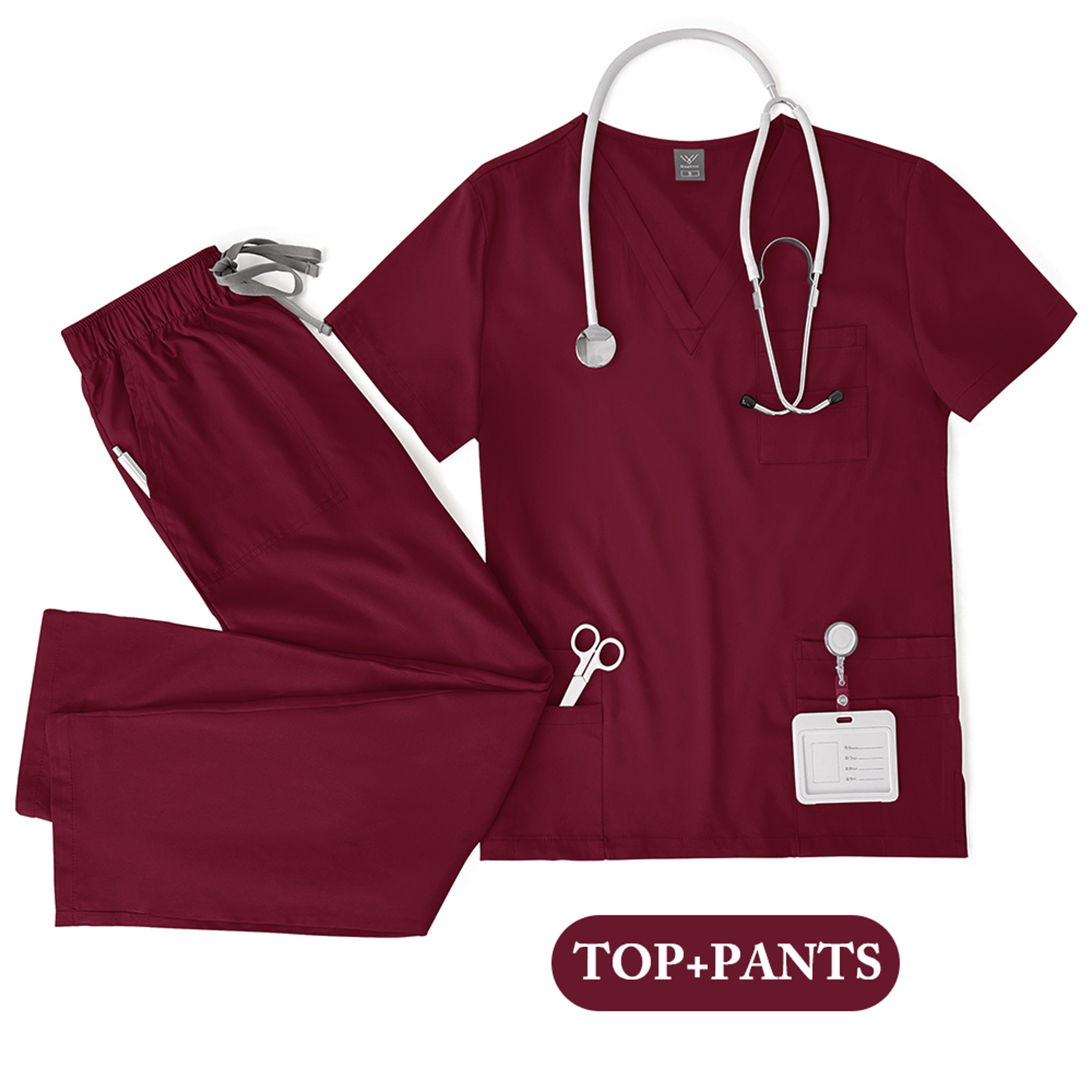 Unisex Nurse Scrubs Set Men Women Medical Uniforms Top Pants Doctor Dentist Lab Workwear Clinical Beauty Clothing – view 9