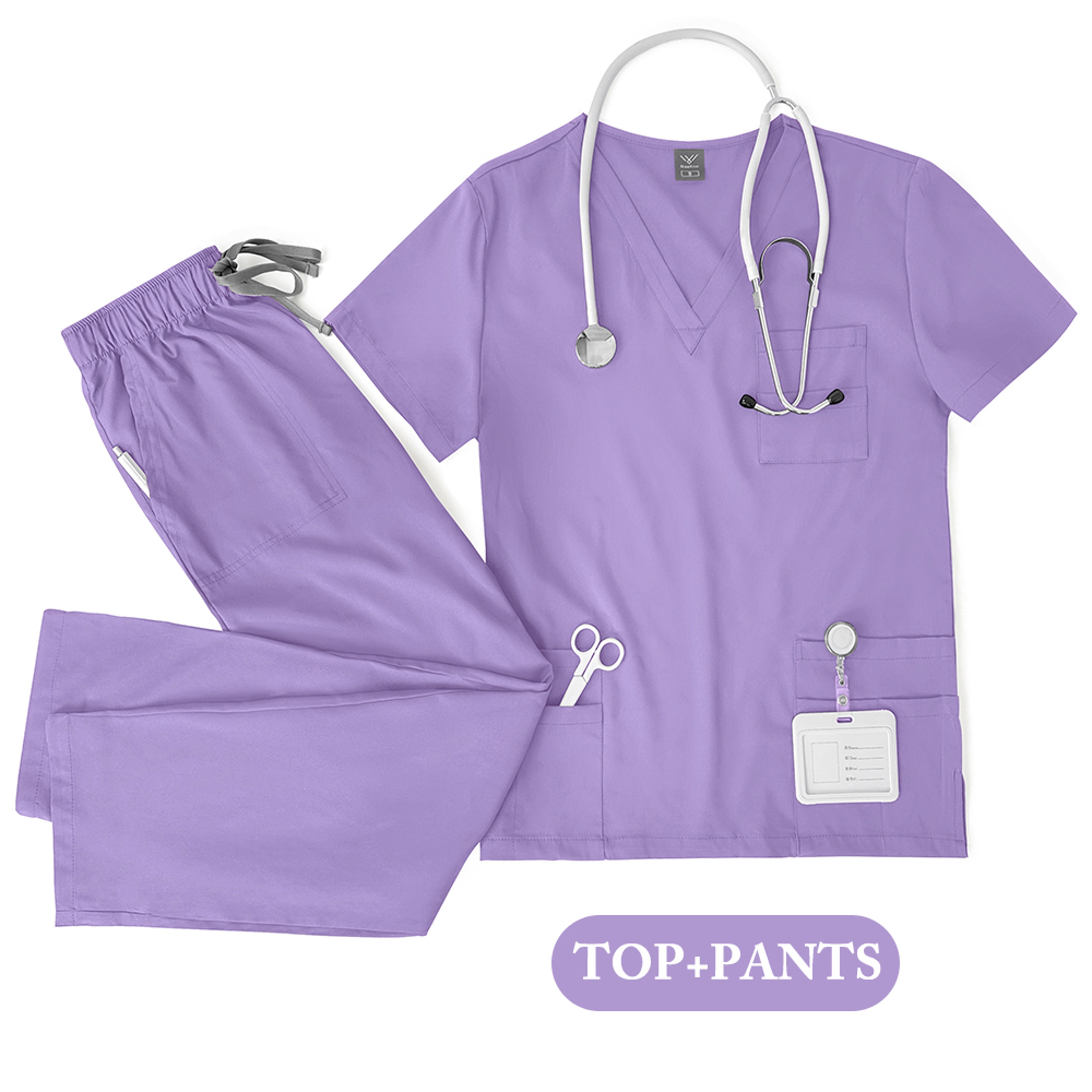 Unisex Nurse Scrubs Set Men Women Medical Uniforms Top Pants Doctor Dentist Lab Workwear Clinical Beauty Clothing – view 15