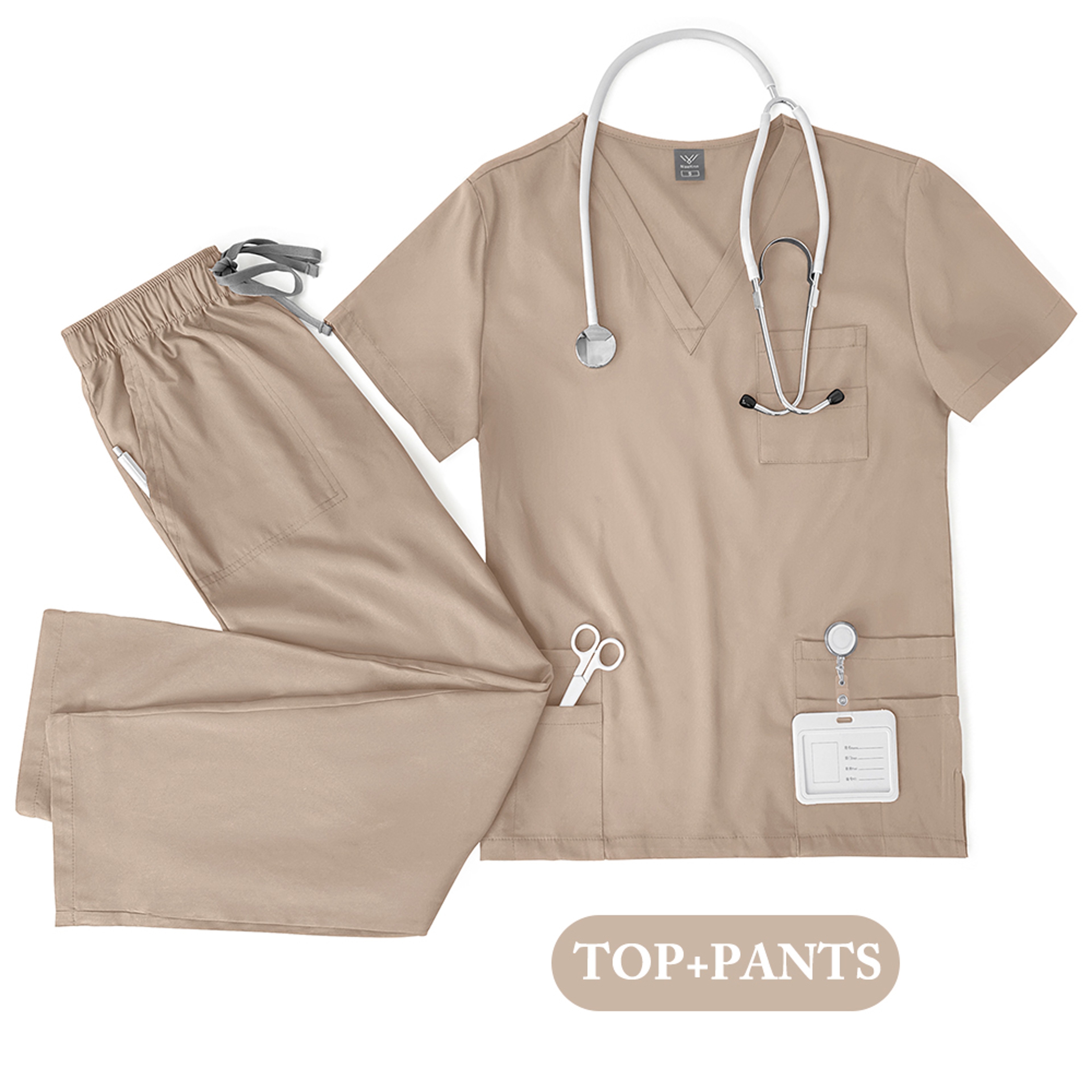 Unisex Nurse Scrubs Set Men Women Medical Uniforms Top Pants Doctor Dentist Lab Workwear Clinical Beauty Clothing – view 13