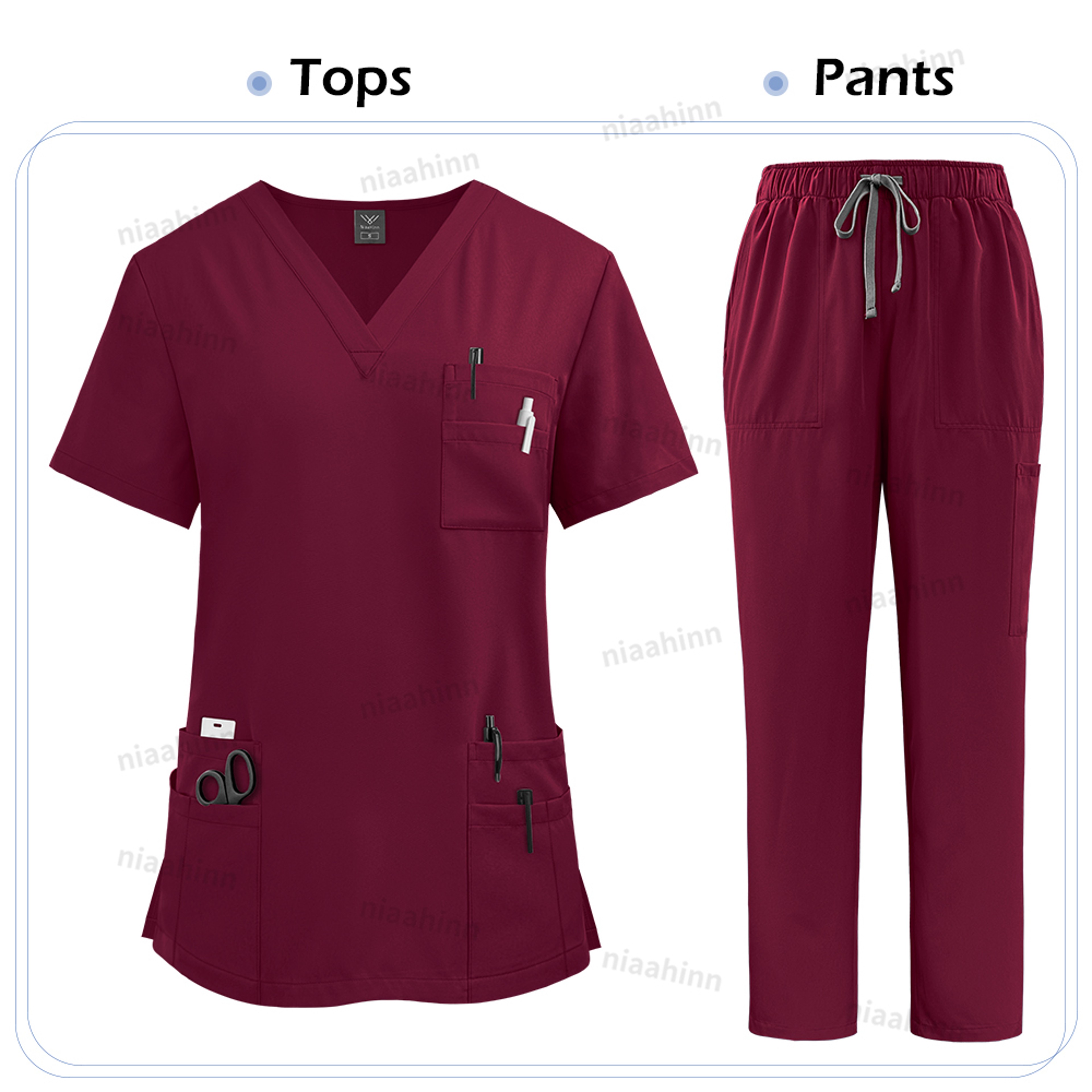 Unisex High Quality Nurse Uniform Set, Medical Clothing for Women with Lab Coat, Tops, and Pants, Nursing Scrubs Suit – view 8