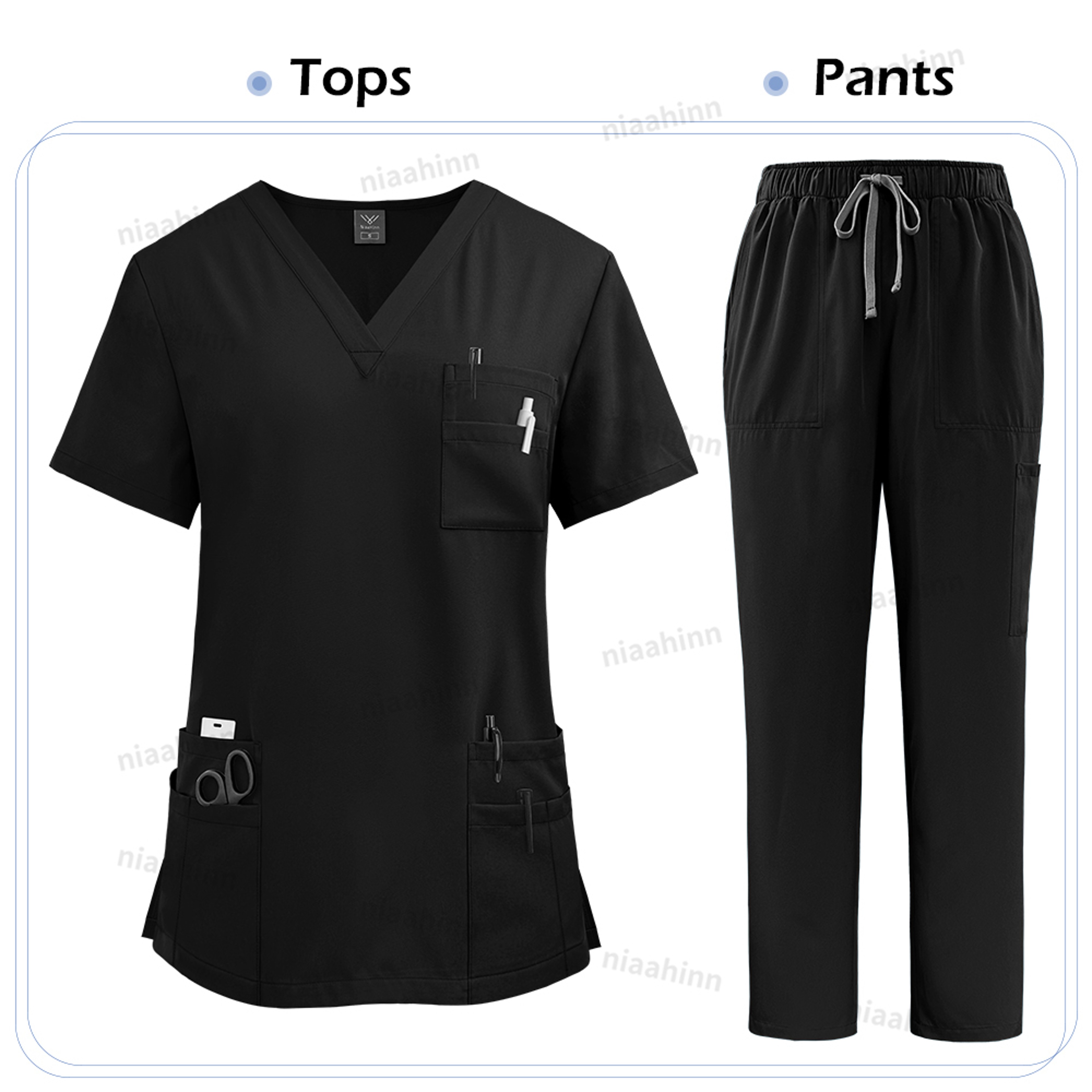 Unisex High Quality Nurse Uniform Set, Medical Clothing for Women with Lab Coat, Tops, and Pants, Nursing Scrubs Suit – view 11