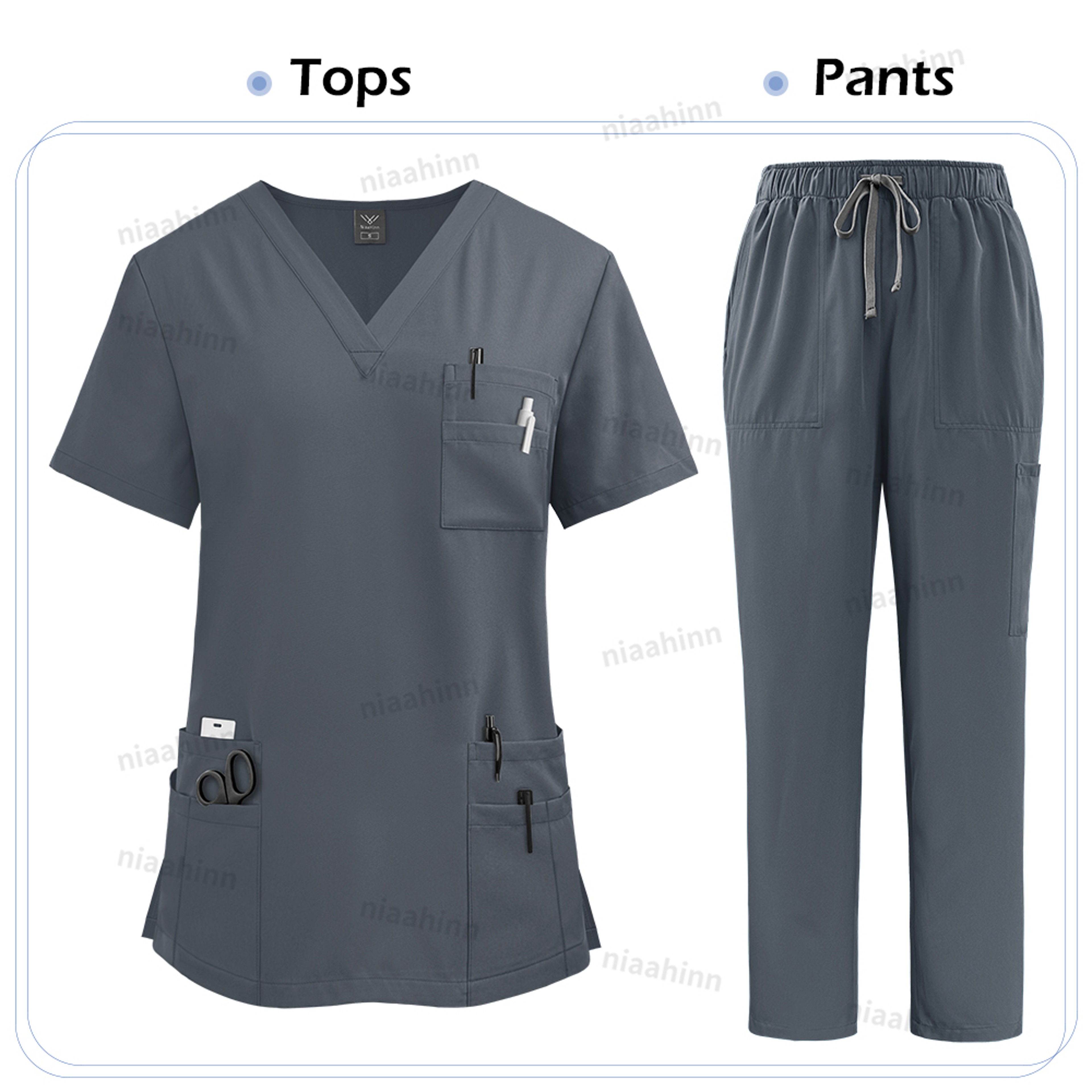 Unisex High Quality Nurse Uniform Set, Medical Clothing for Women with Lab Coat, Tops, and Pants, Nursing Scrubs Suit – view 13