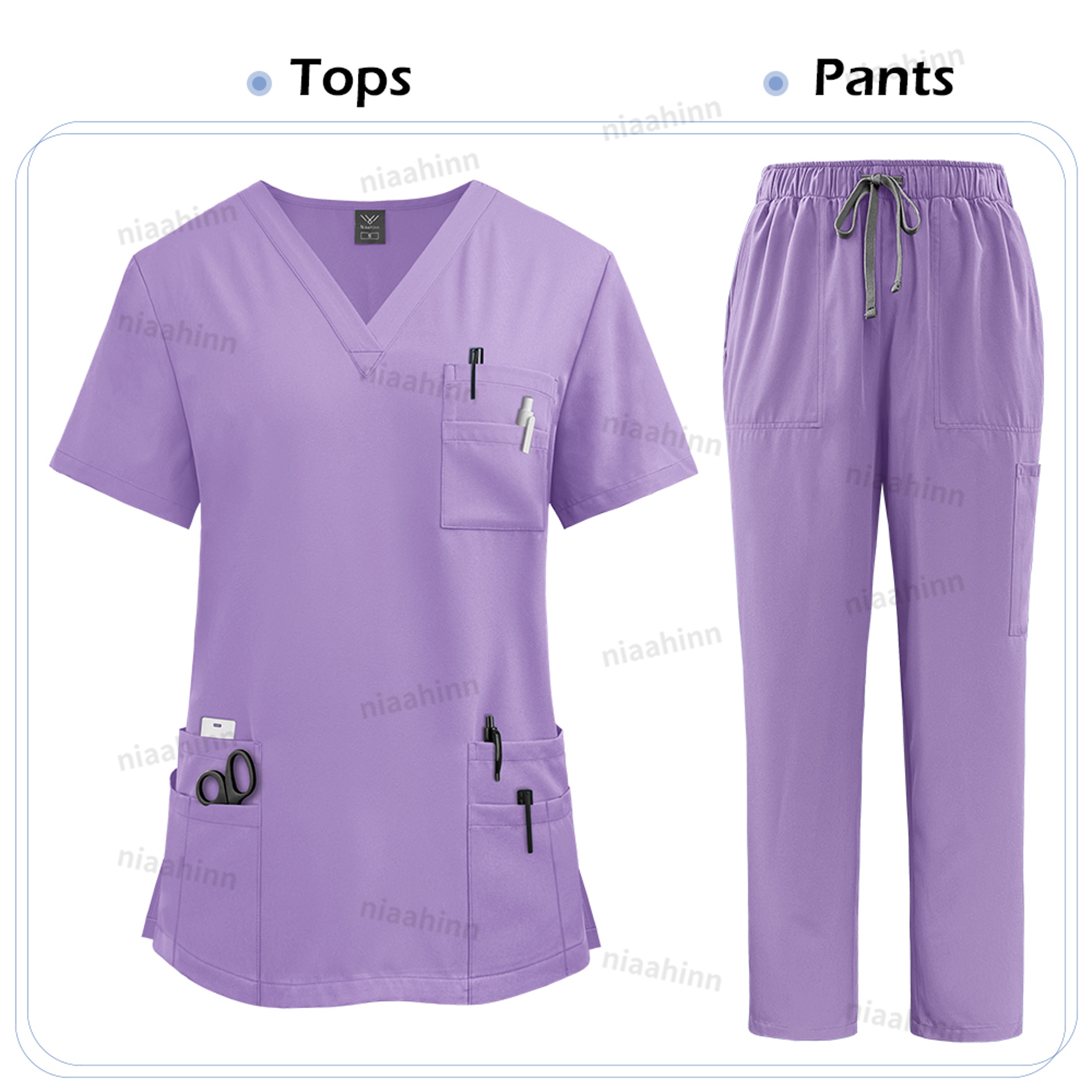 Unisex High Quality Nurse Uniform Set, Medical Clothing for Women with Lab Coat, Tops, and Pants, Nursing Scrubs Suit – view 15