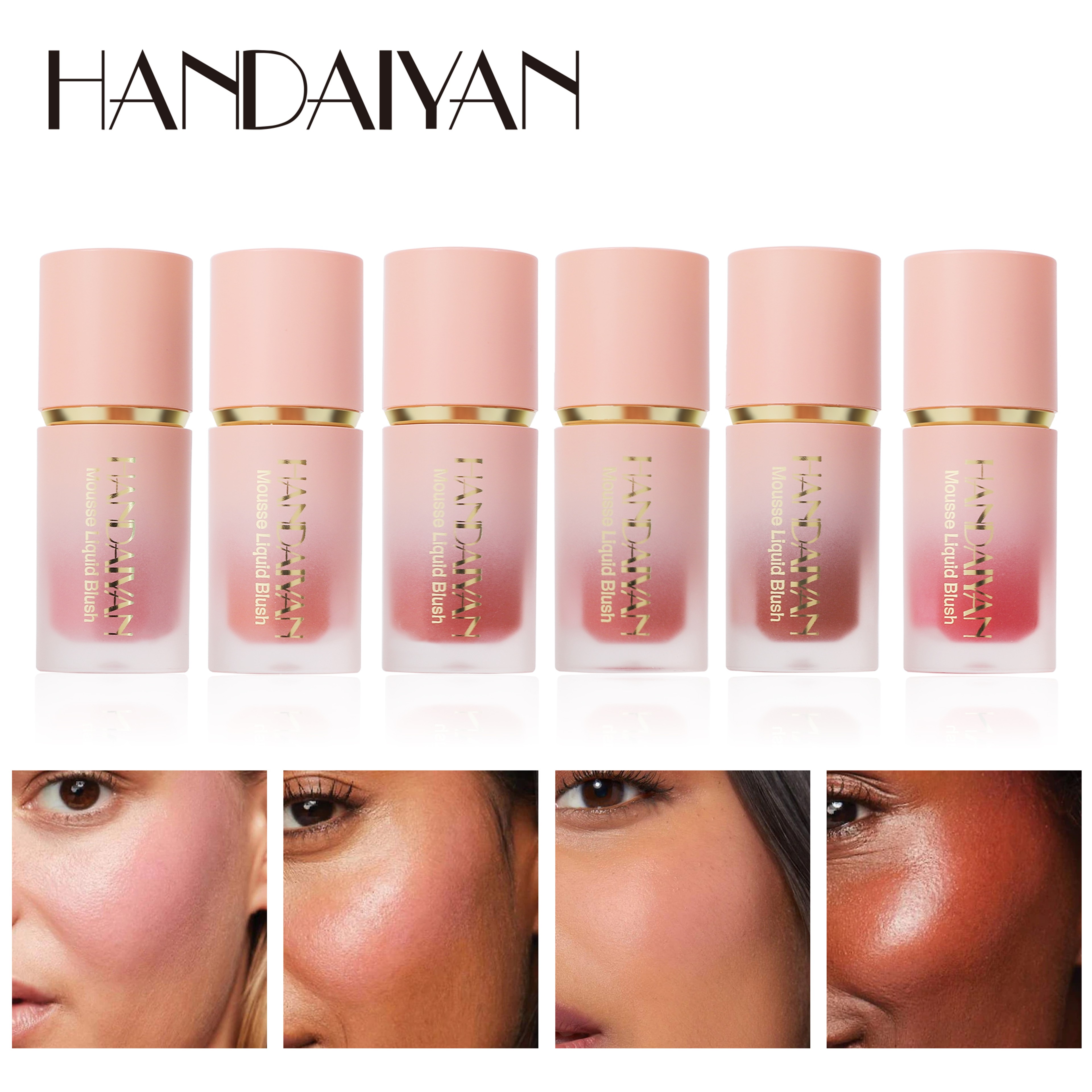 HANDAIYAN 6 Colour Matte Liquid Blush – Easy to Apply, Long-Lasting, Waterproof Blush with Sponge Brush Head – view 3