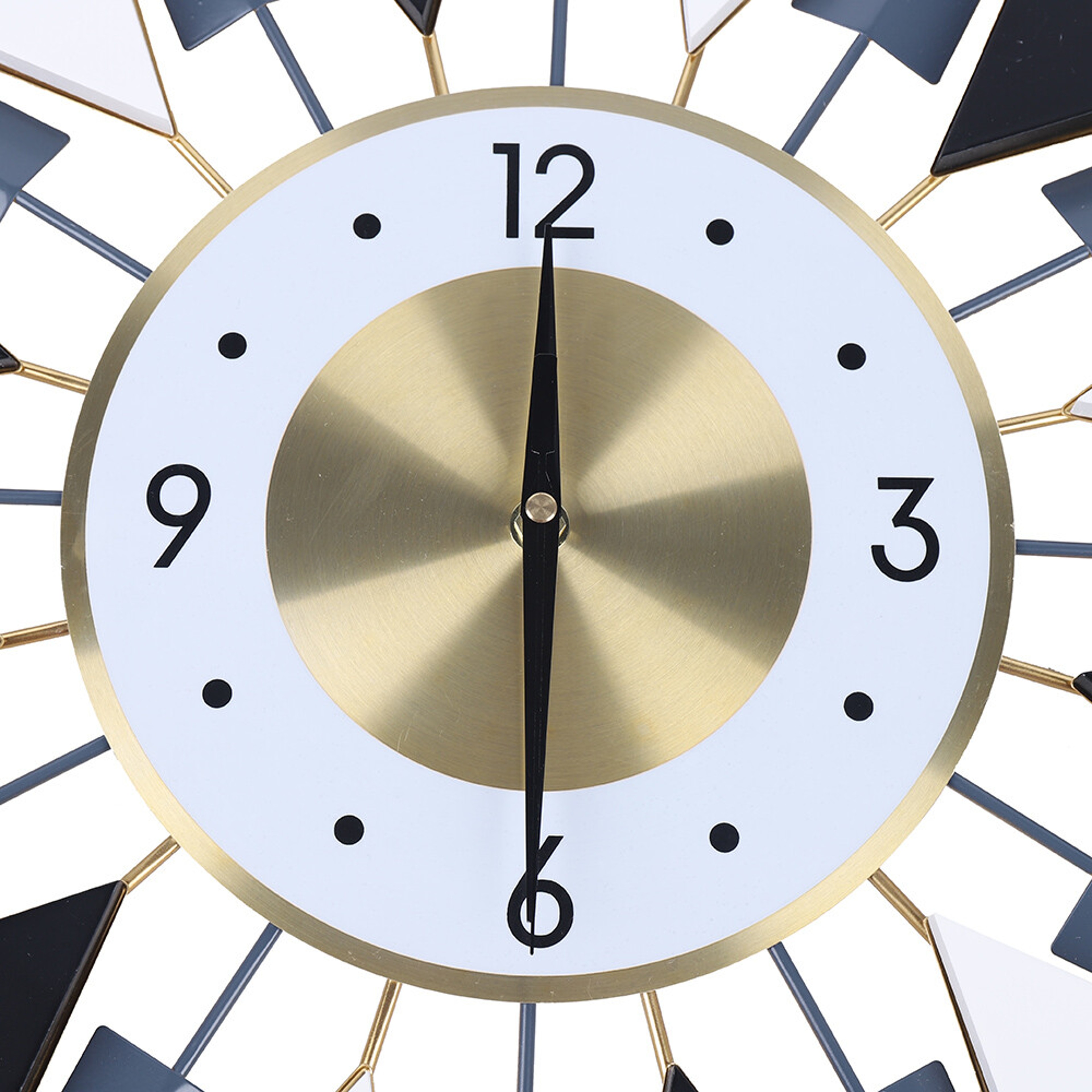 Silent Non Ticking Modern Wall Clock, Large Decorative Sun Clock, Battery Operated Retro Star Wall Decor – view 4