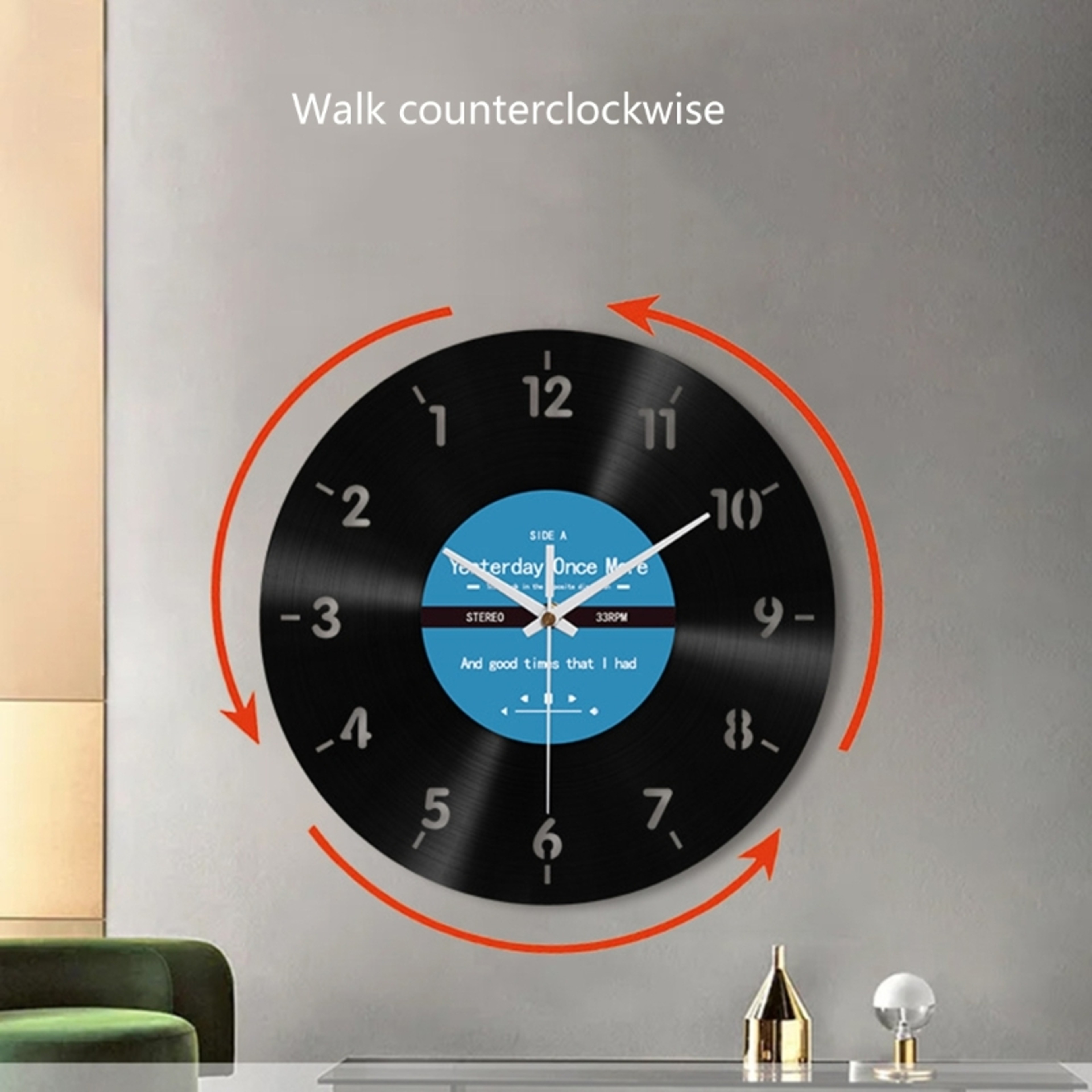 Reverse Wall Clock For Bedroom Living Room Elegant Counterclockwise Wall Clock 12Inch Quiet Acrylic 1