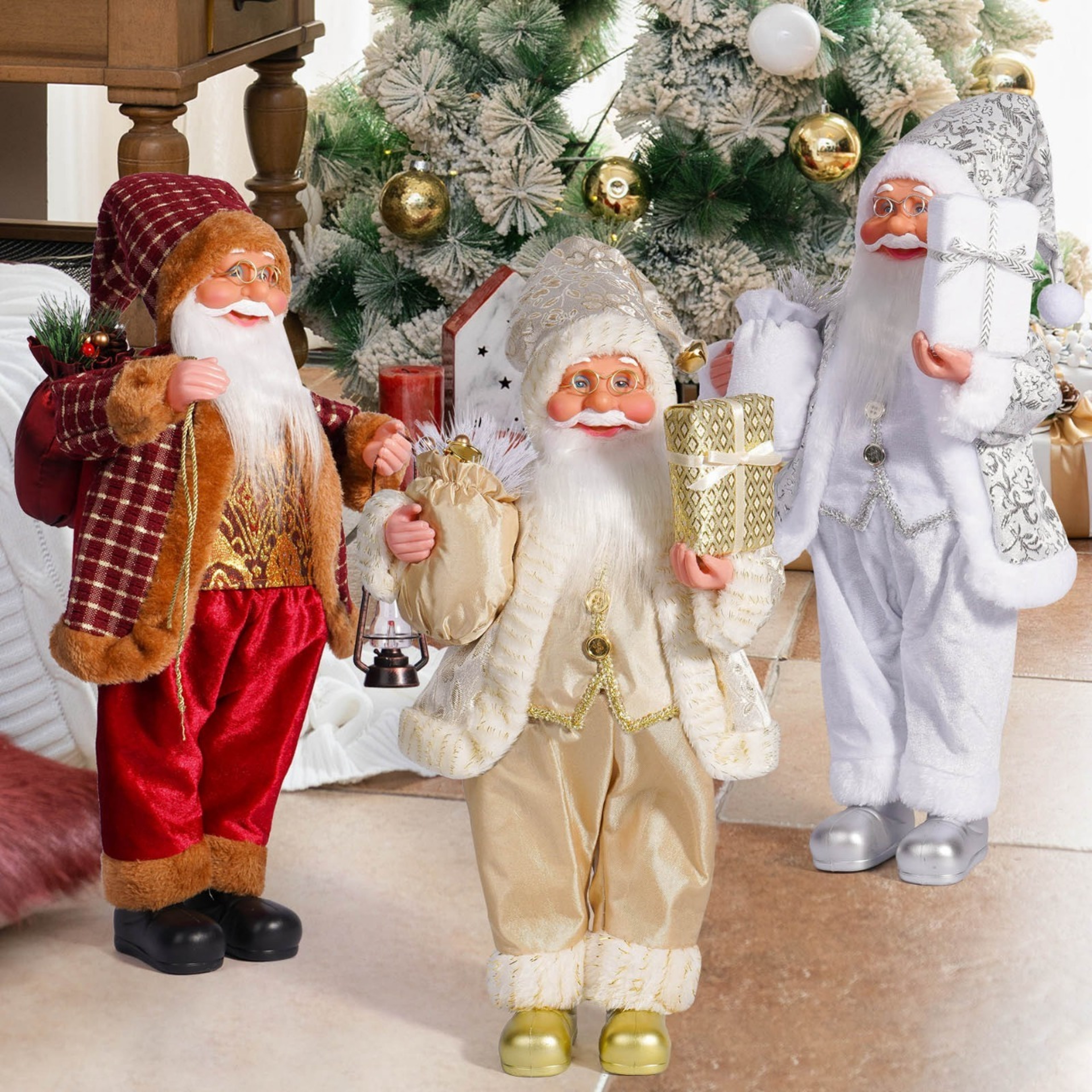 Christmas Santa Claus Figurines Holiday Desktop Ornaments Party And Home Decoration Crafts 1