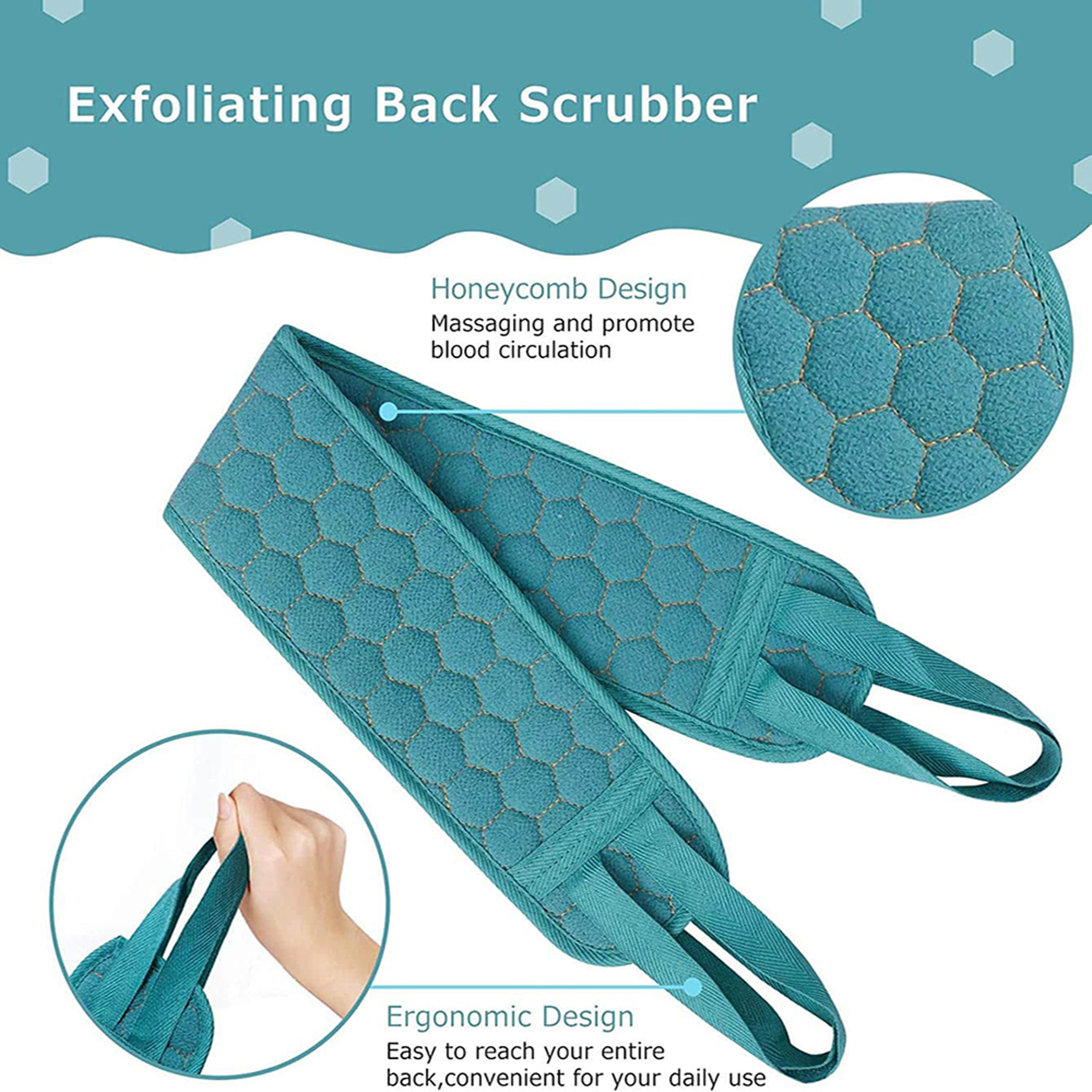 Exfoliating Body Scrubber Set With Back Scrubber Bath Glove And Shower Loofah 4