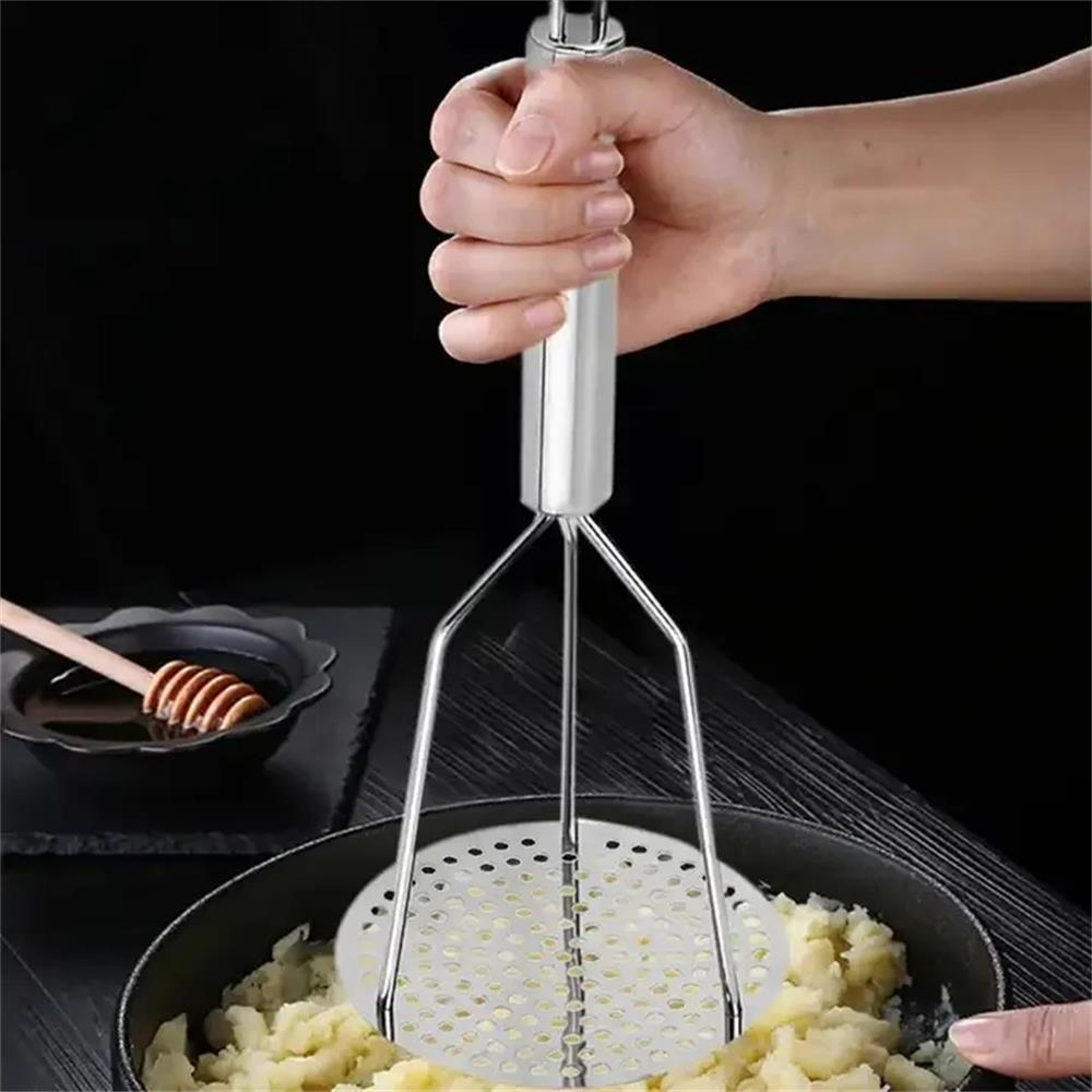 Durable Stainless Steel Potato Masher & Manual Vegetable Crusher Kitchen Masher Tool – view 2
