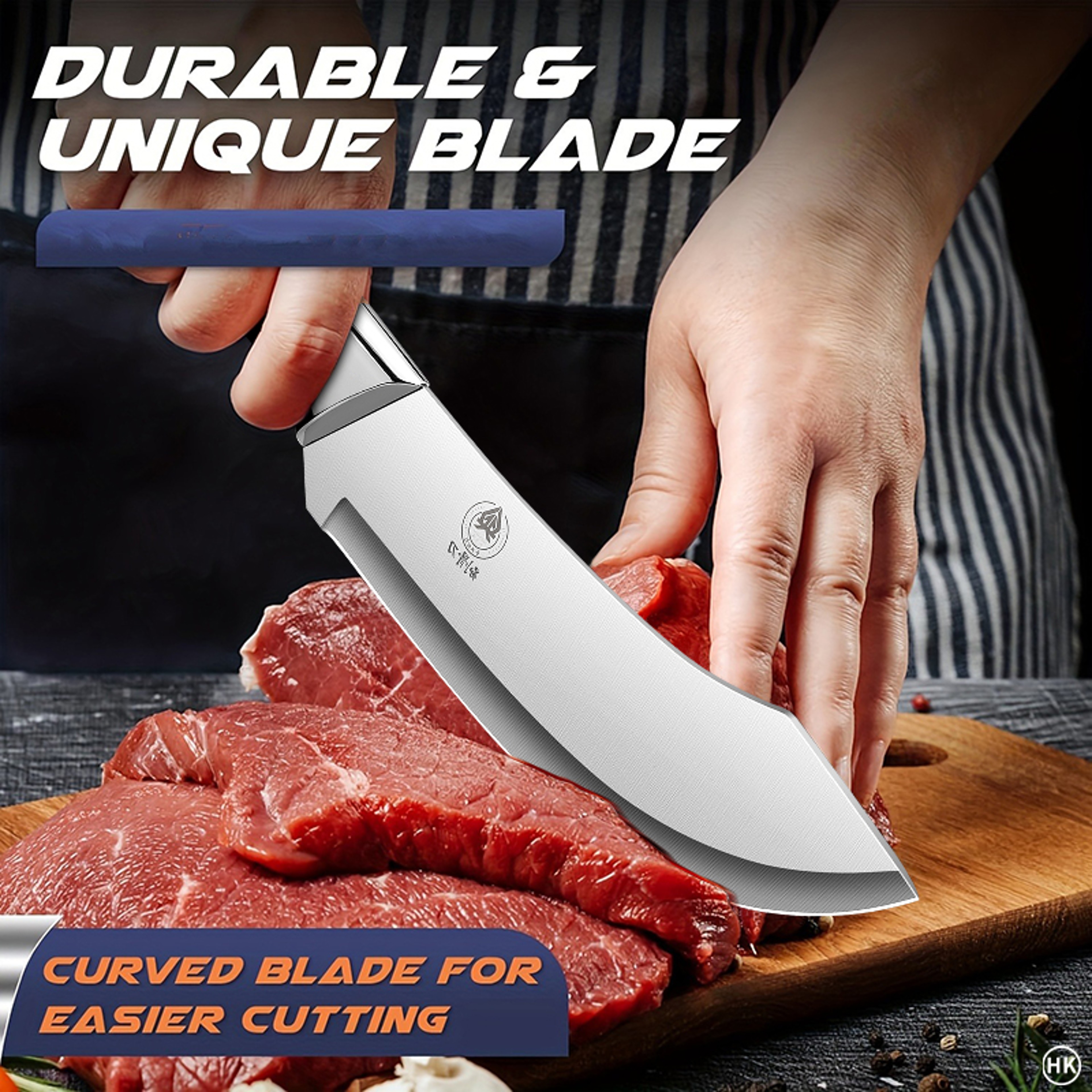 Curved Butcher Knife Ultra Sharp Stainless Steel Trimming  Boning Blade 4