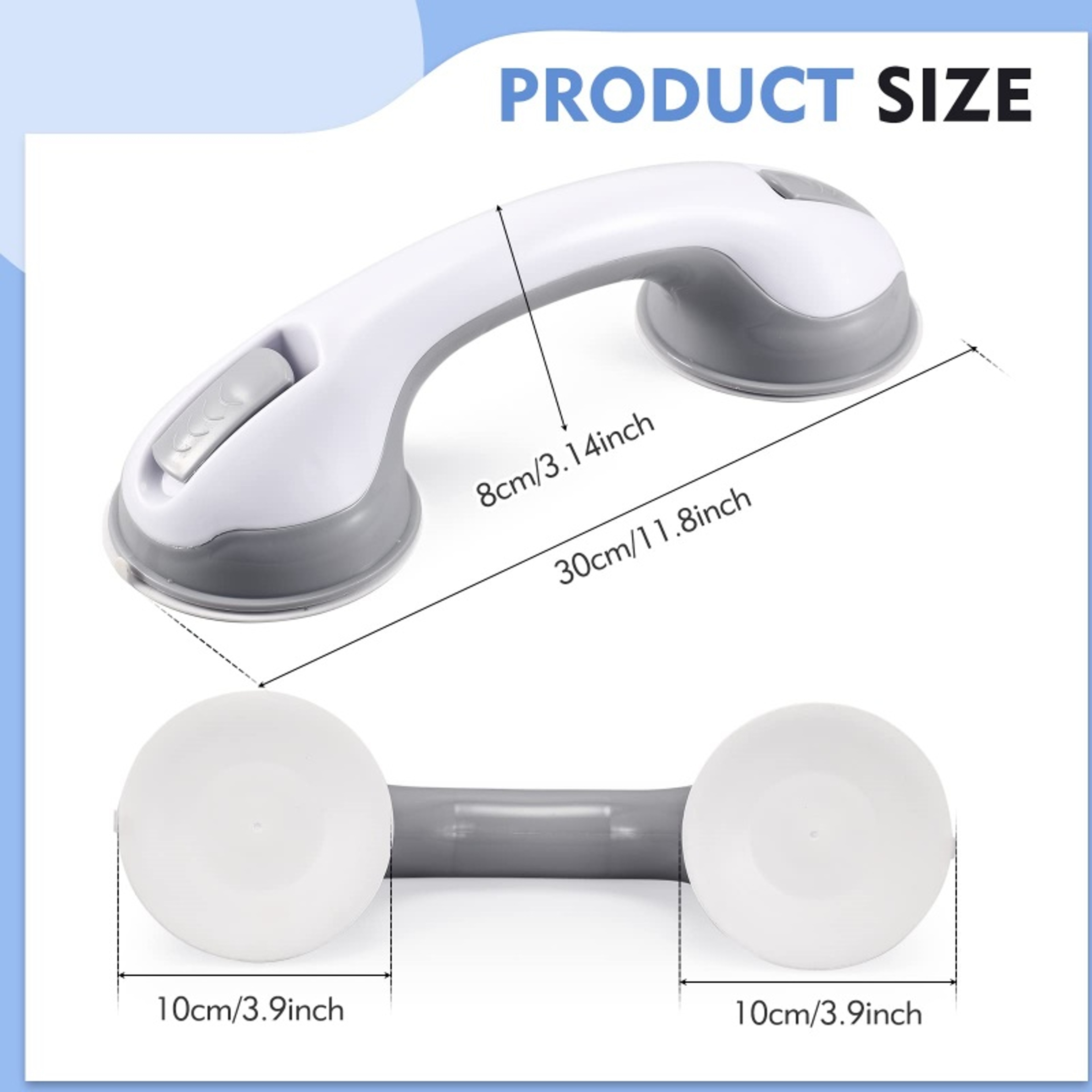 SecureGrip Suction Shower Grab Bars No Drill Bathroom Safety Handles For Seniors  Kids 2