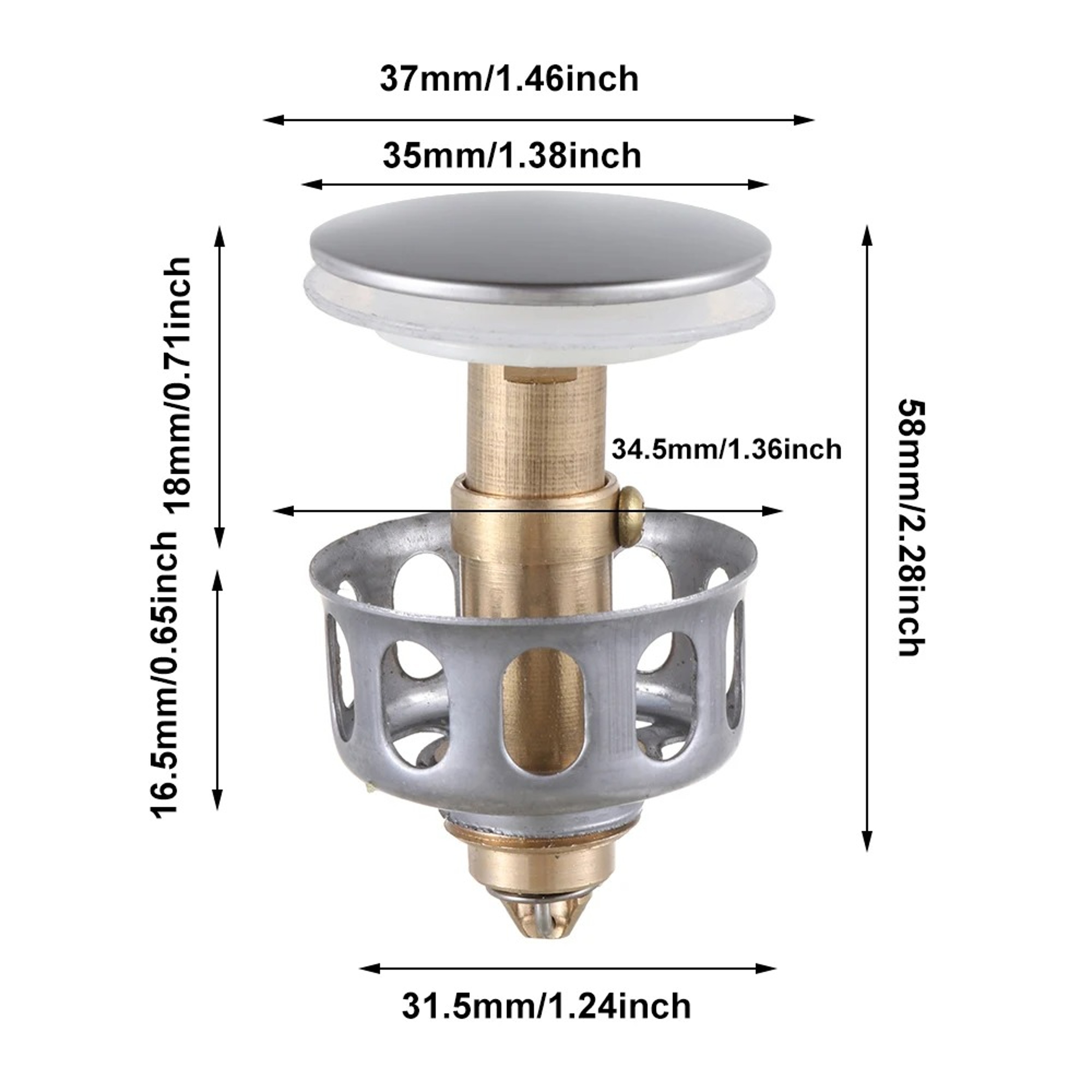 Premium Universal Bathtub Strainer Plug  Hair Catcher Drain Stopper Stainless Metal Pop Up Filter 2