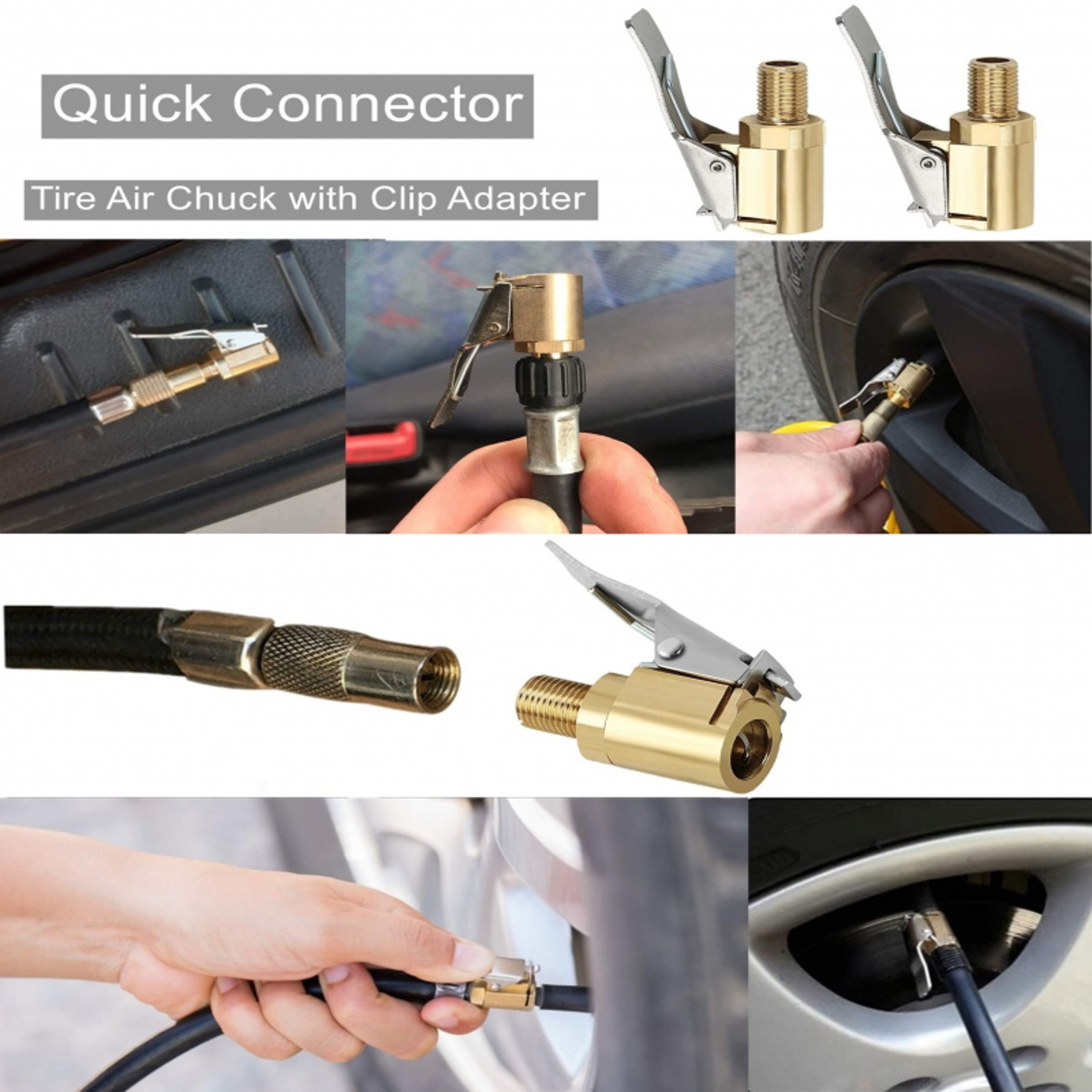 Brass Locking Tire Air Chuck Adapter Heavy Duty tire inflator adapter for Leak Free Inflation – view 4