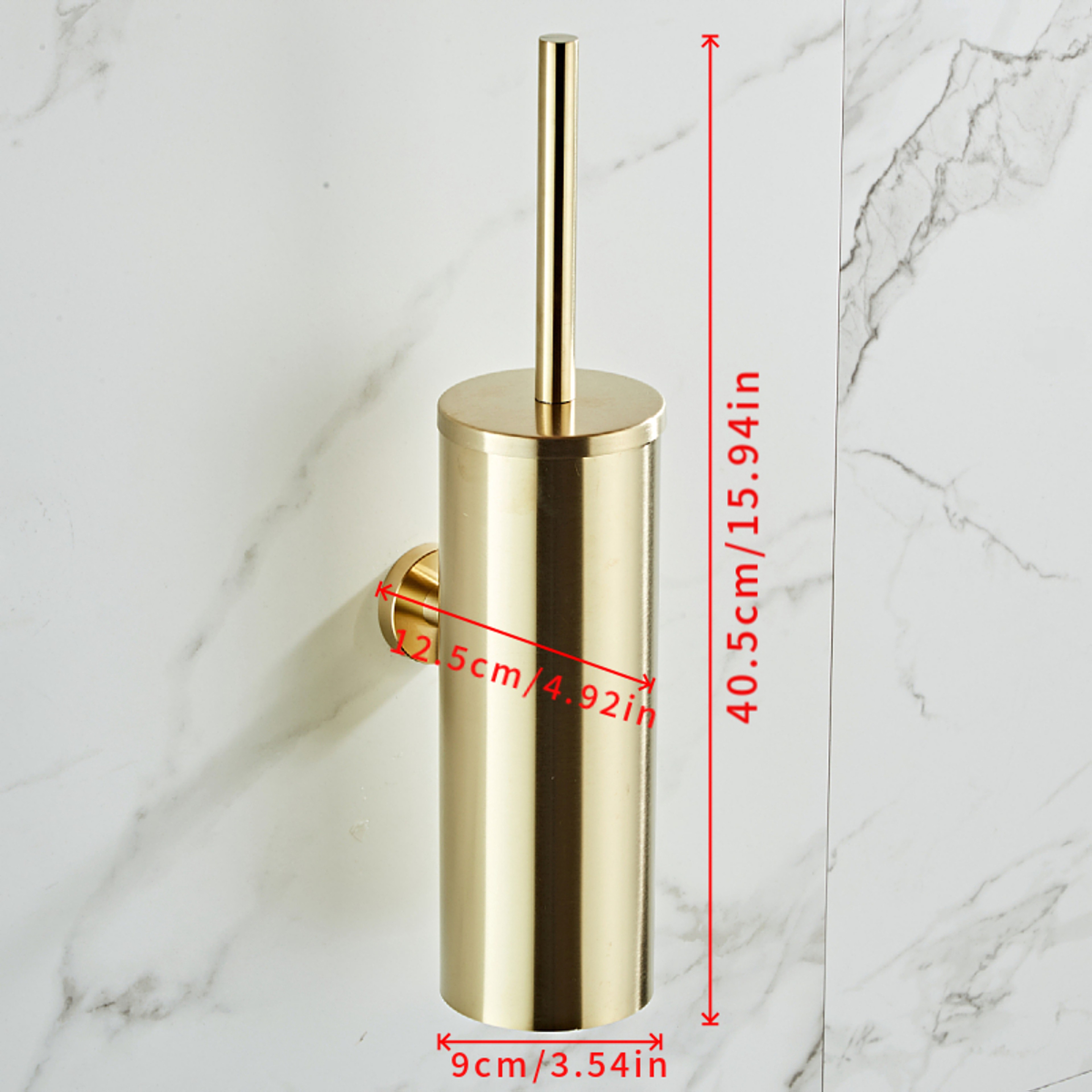 Brushed Gold Stainless Steel Toilet Brush Set with Wall Mount Holder – view 5