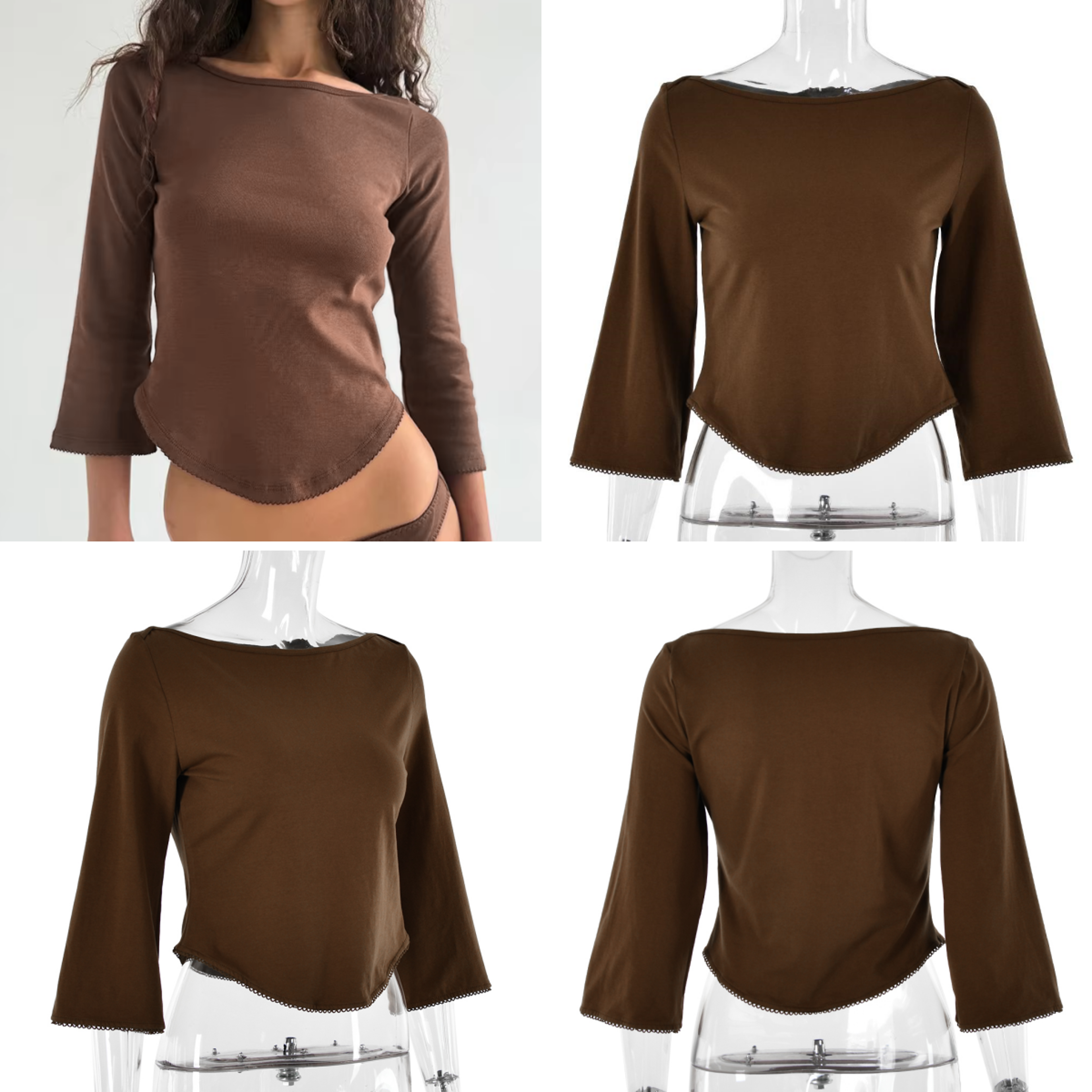Lace Trim Balletcore Slim Tee For Women Soft Minimalist White Spring Summer Top 3