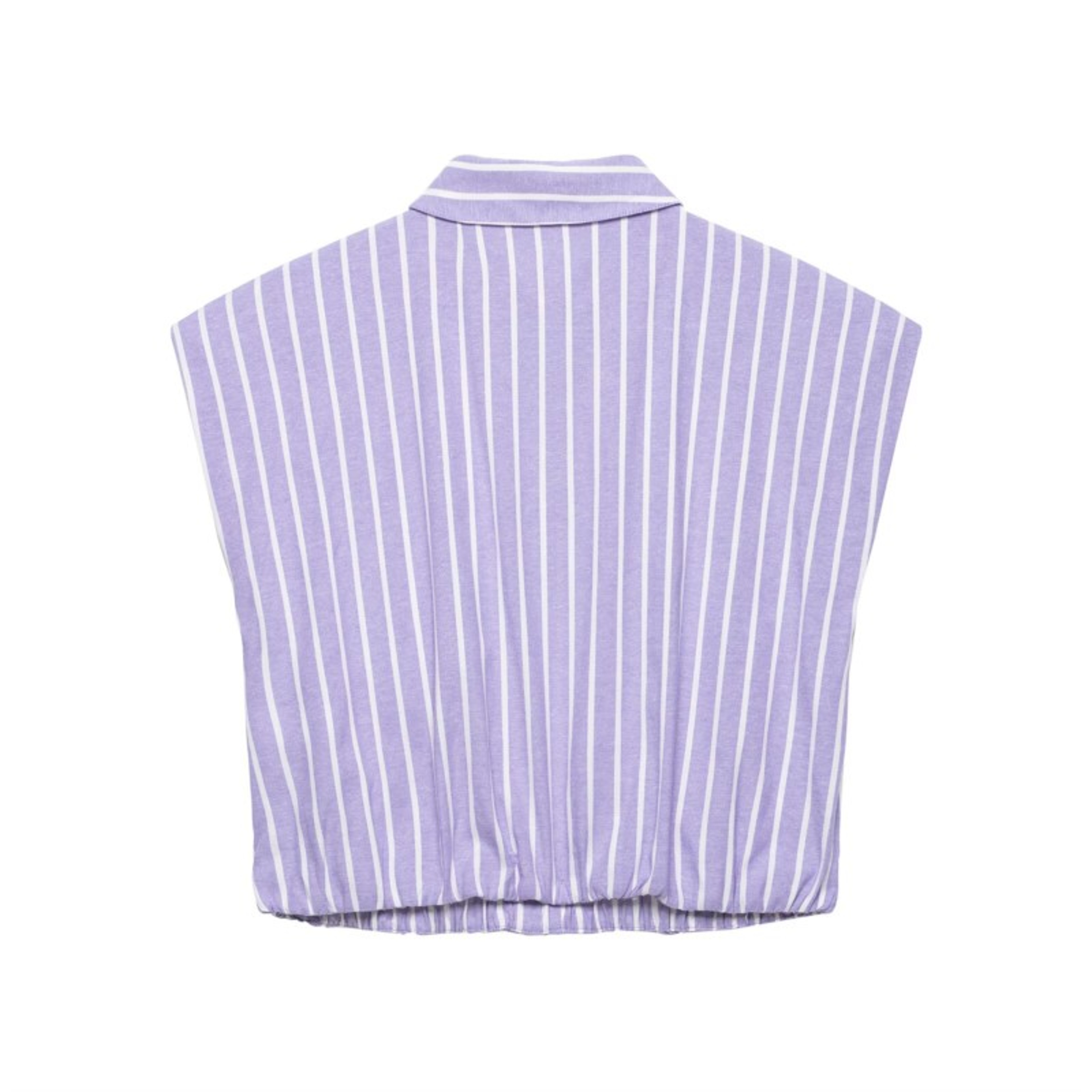 Chic Striped Sleeveless Blouse for Women with Puffed Hem Summer Top – view 2
