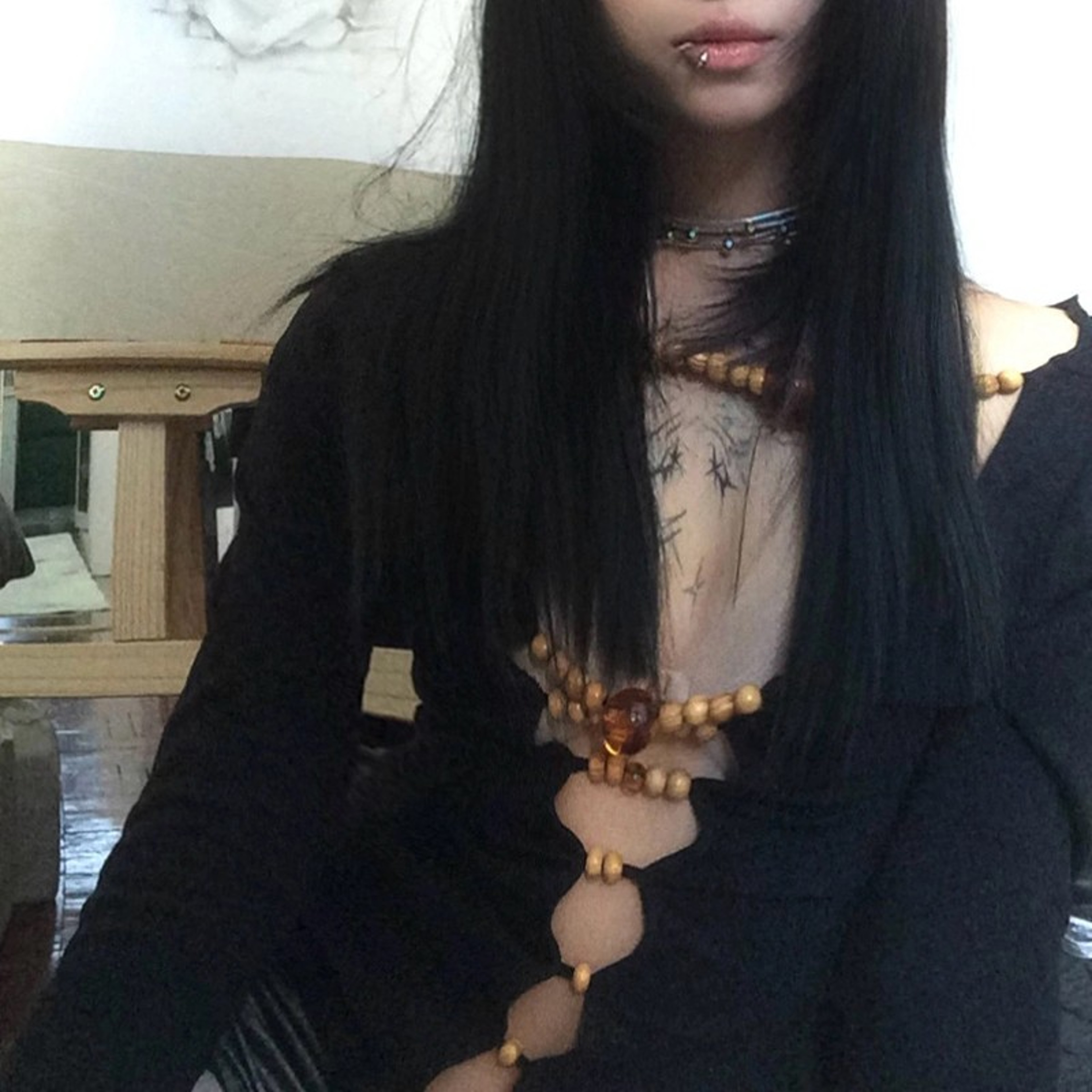 Aesthetic Beaded Long Sleeve Shirt Vintage Hollow Out Fairy Grunge Slim Fit Retro Tee 2