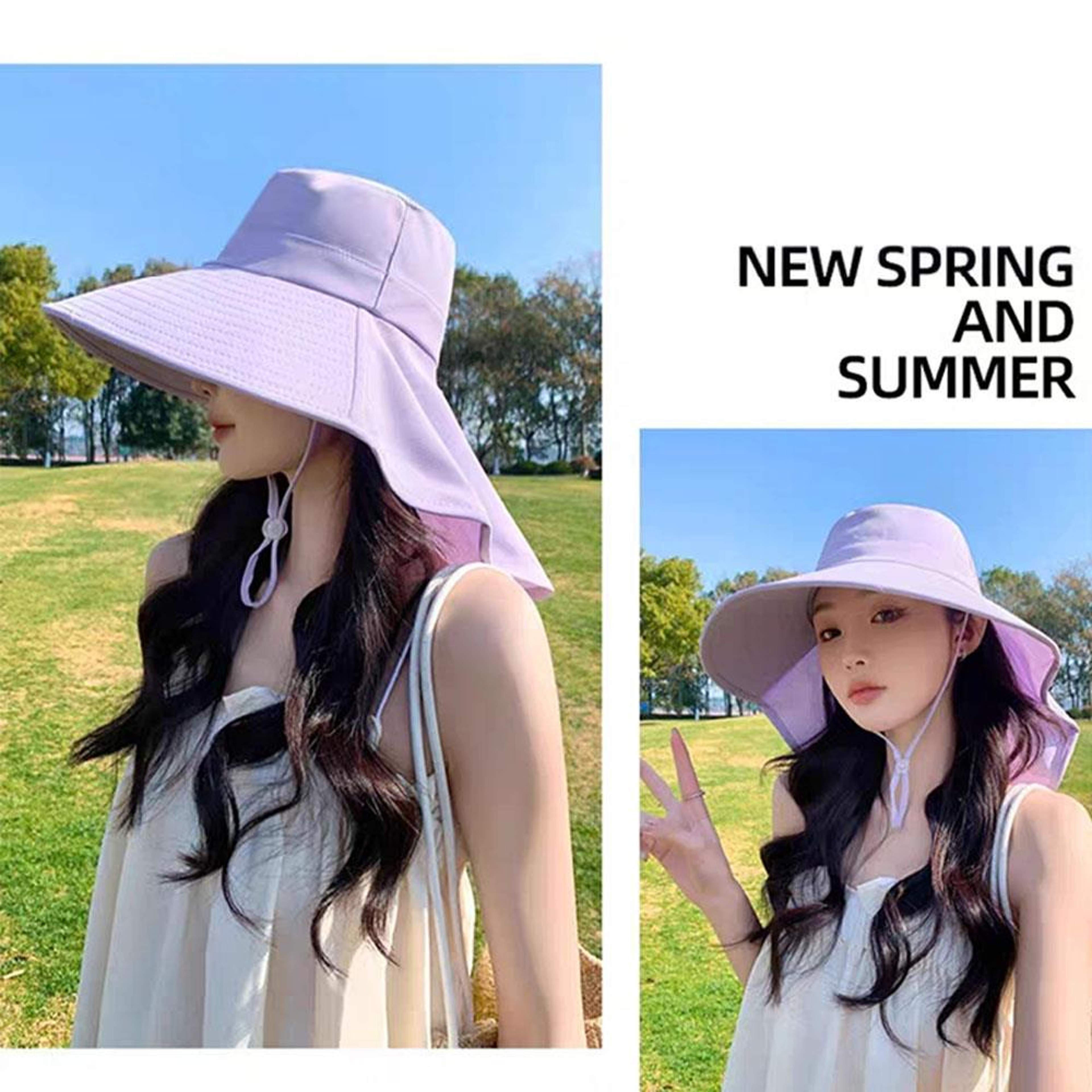 Womens Ponytail UV Sun Hat With Neck Flap Wide Brim Fisherman Cap For Outdoor Travel And Hiking 8