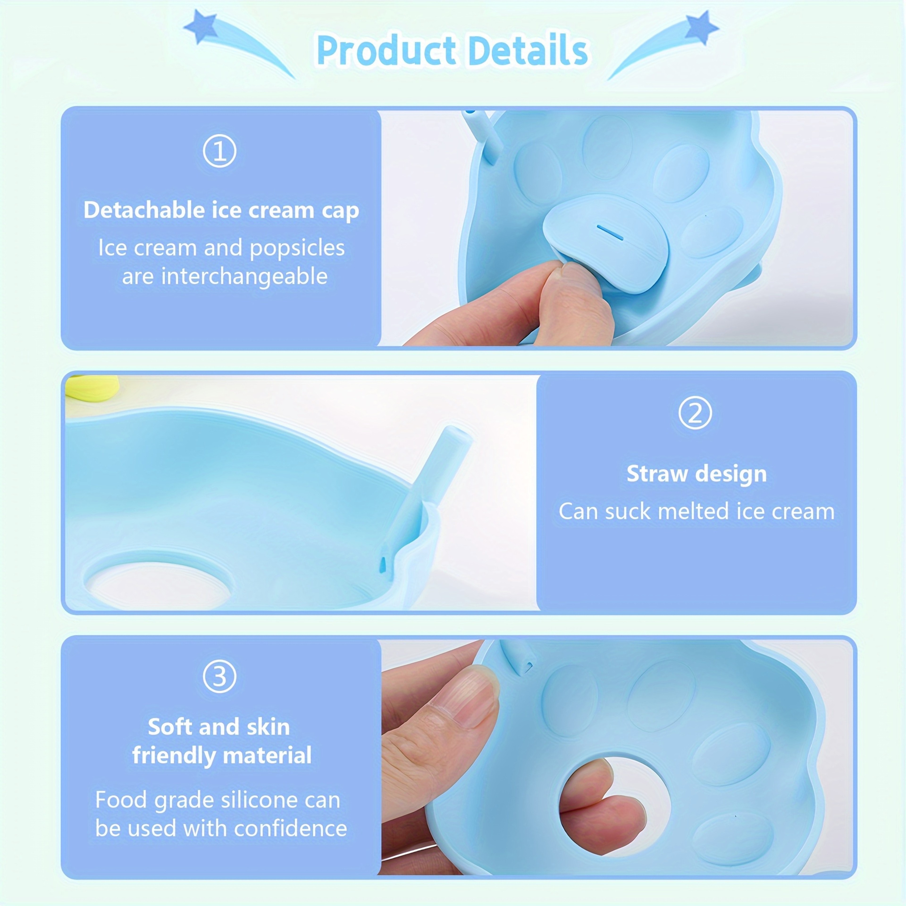 Silicone Popsicle Holder For Kids Reusable Popsicle Holder No Drip Ice Pop Holder  Leak Proof Catch 4