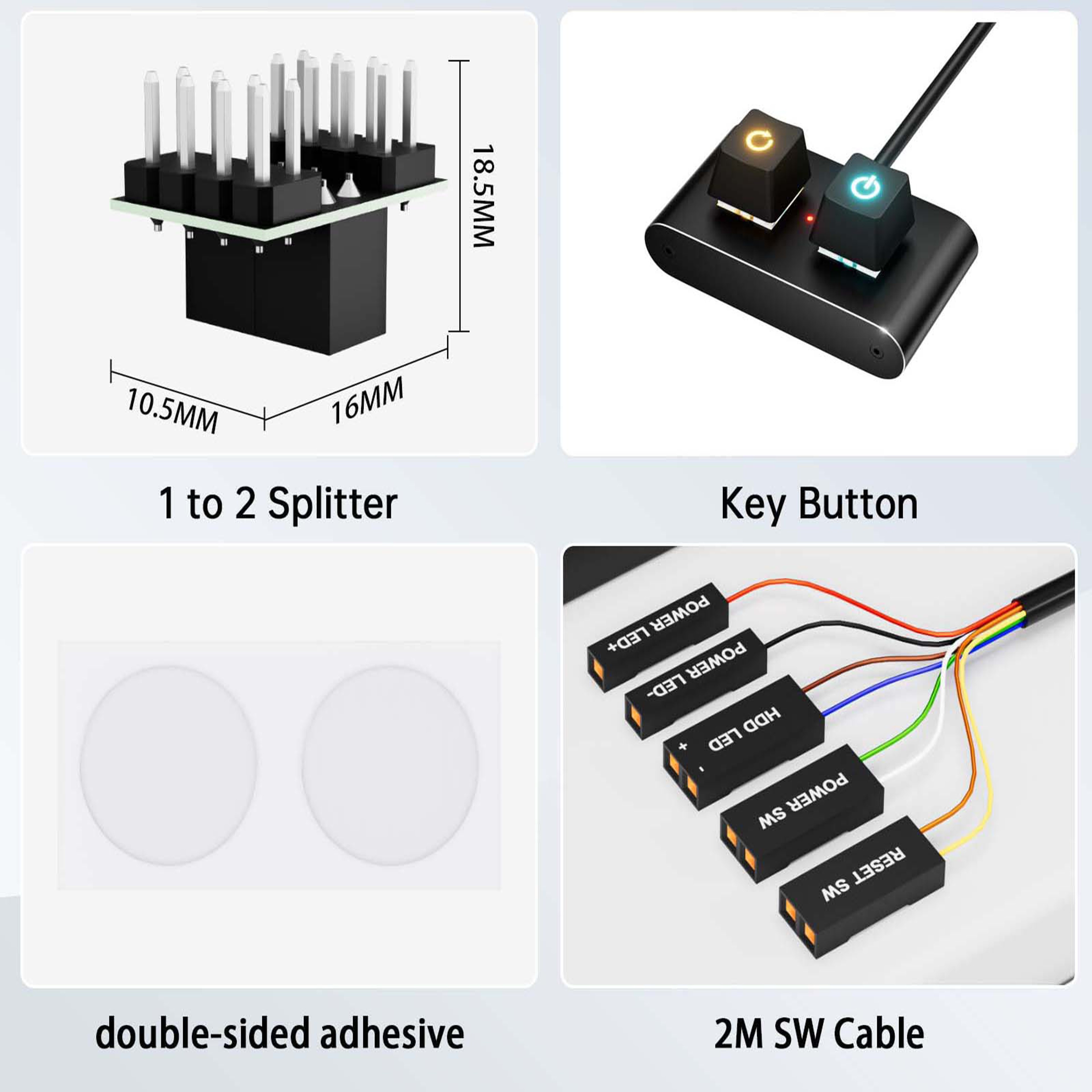 External Start Switch for Desktop Host, Internet Cafe Computer Aluminum Shell Power Button – view 6