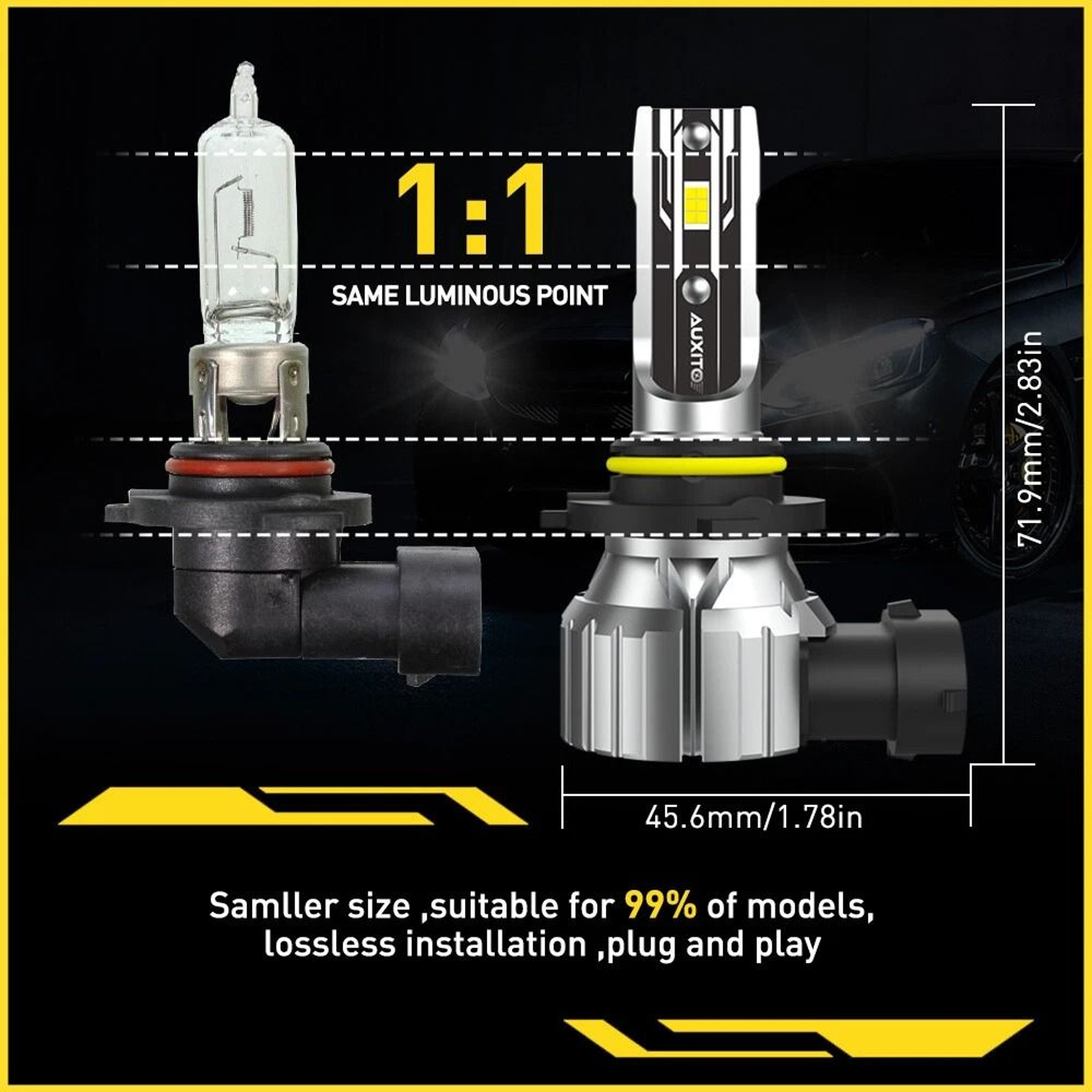 LED Headlight Kit High BeamLow Beam Brighter Than Halogen Waterproof Long Life 1