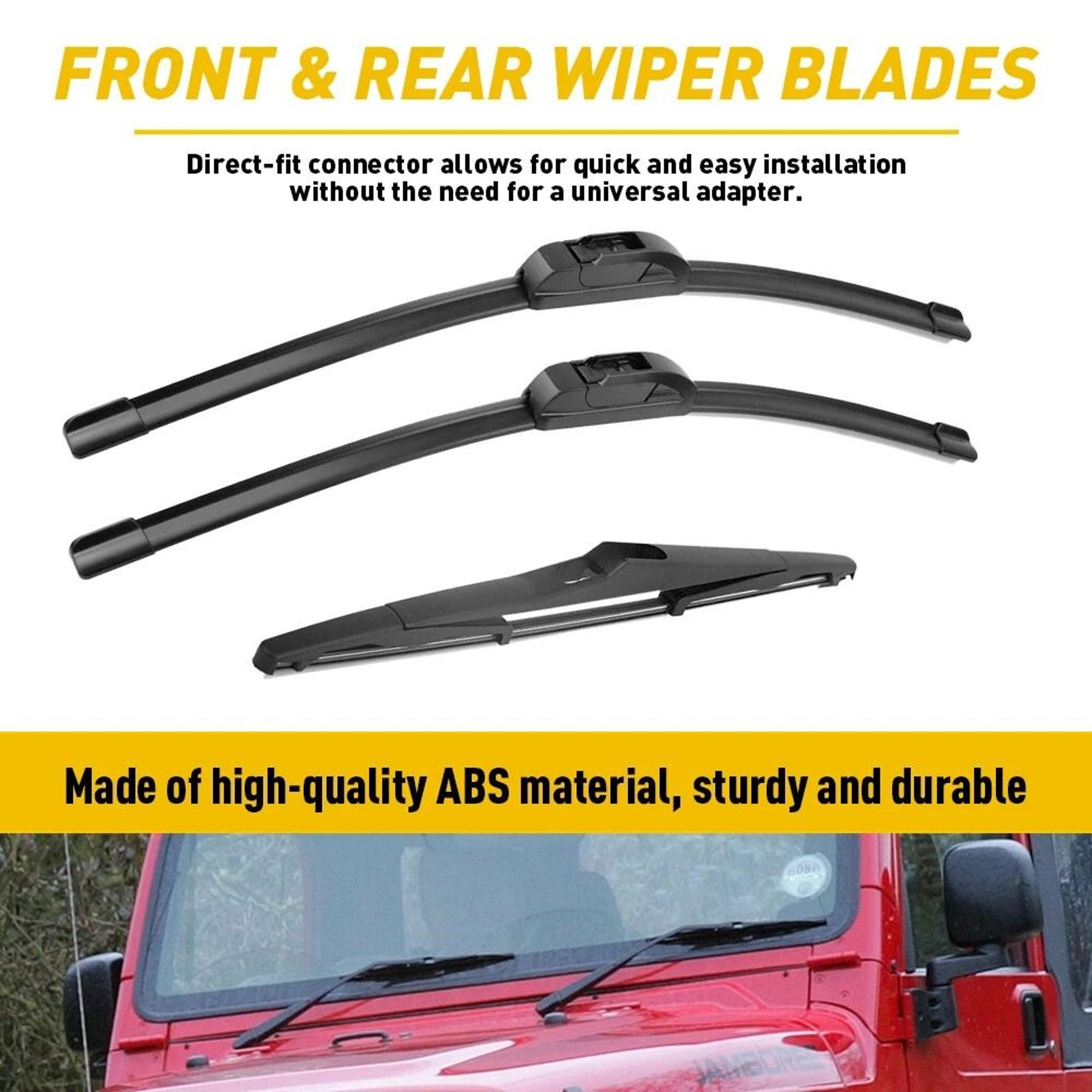 Windshield Wiper Blades Set Quiet  Clean SmearFree Wiping HighStrength Spring For Strong Pressure W 1