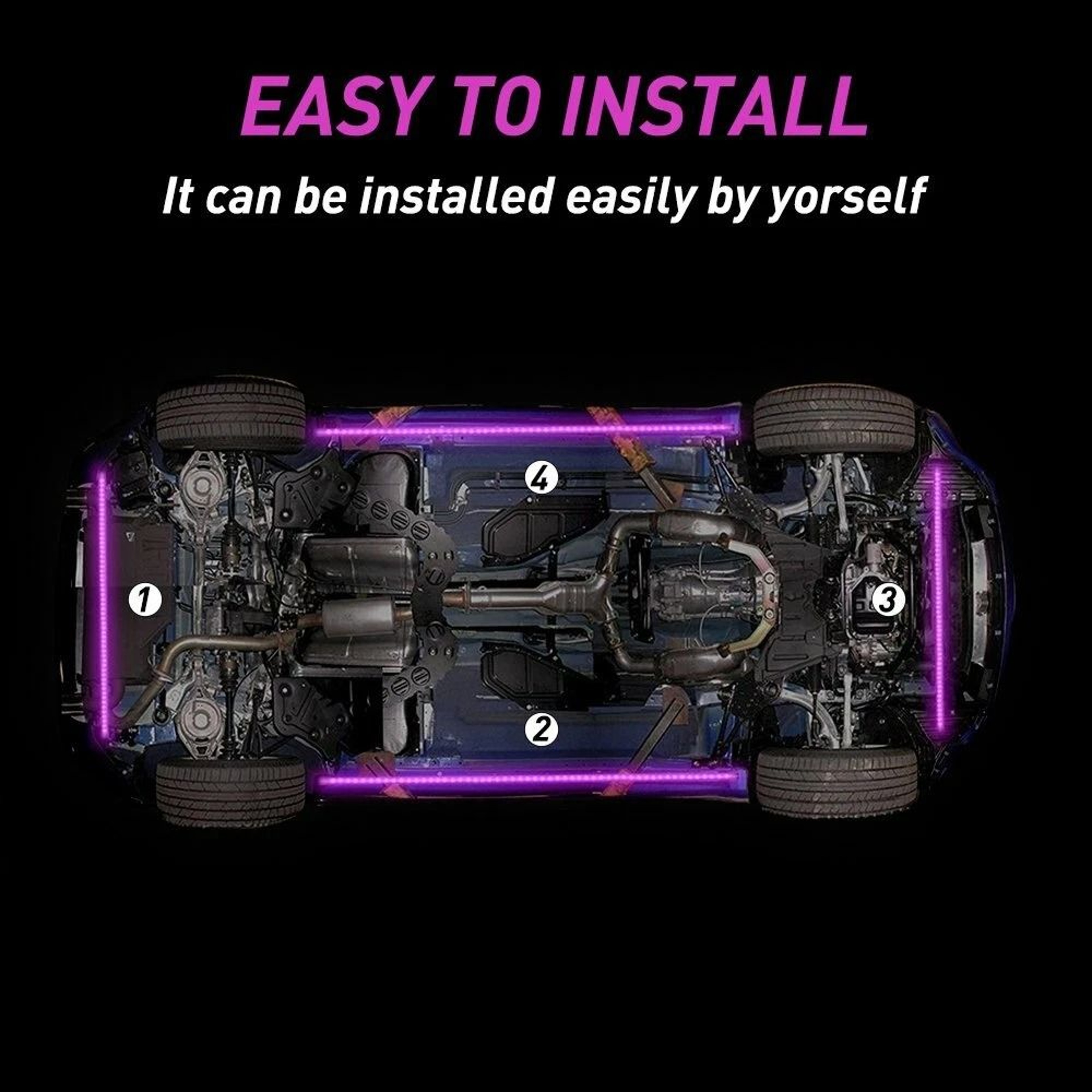 LED Under Car Glow System RGB Neon Tube Kit Underglow Underbody Lights MultiColor Music Sync Lighti 8