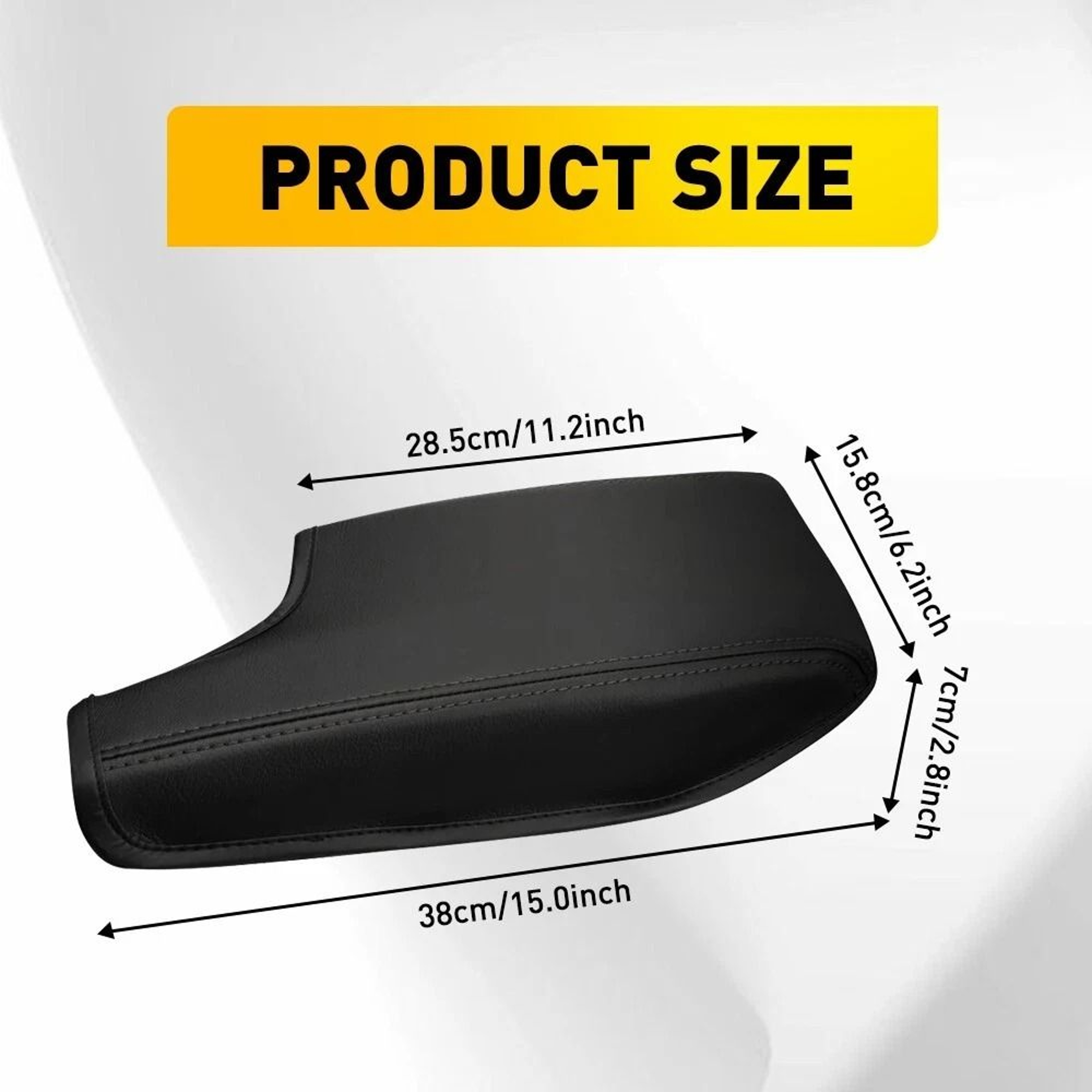 Leather Black Center Console Lid Durable Armrest Cover For Cars Microfiber Cushion Waterproof Easy  2
