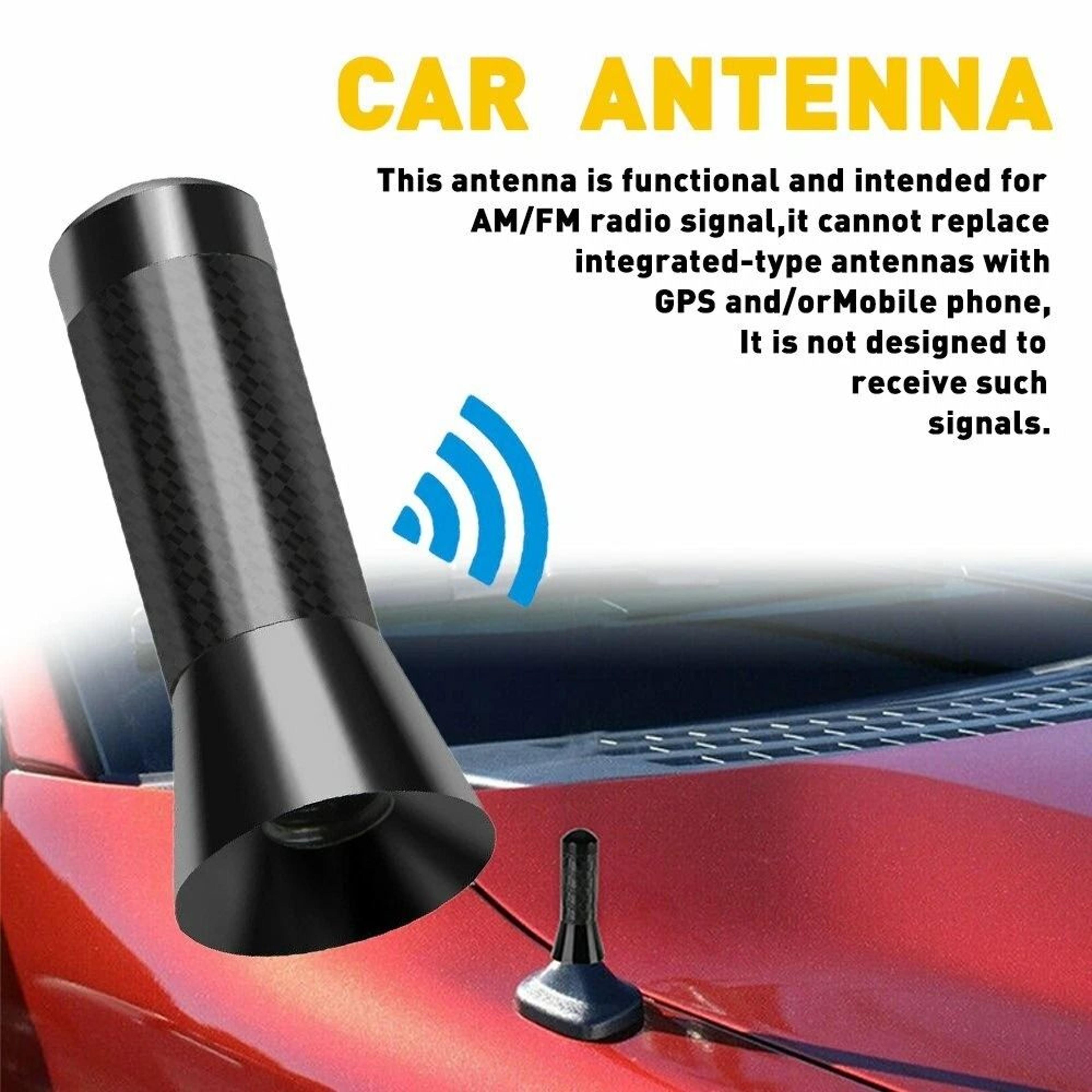 Carbon Fiber Radio Antena Screw Car Antenna Kit FM Antena Black For Better Signal Reception 5