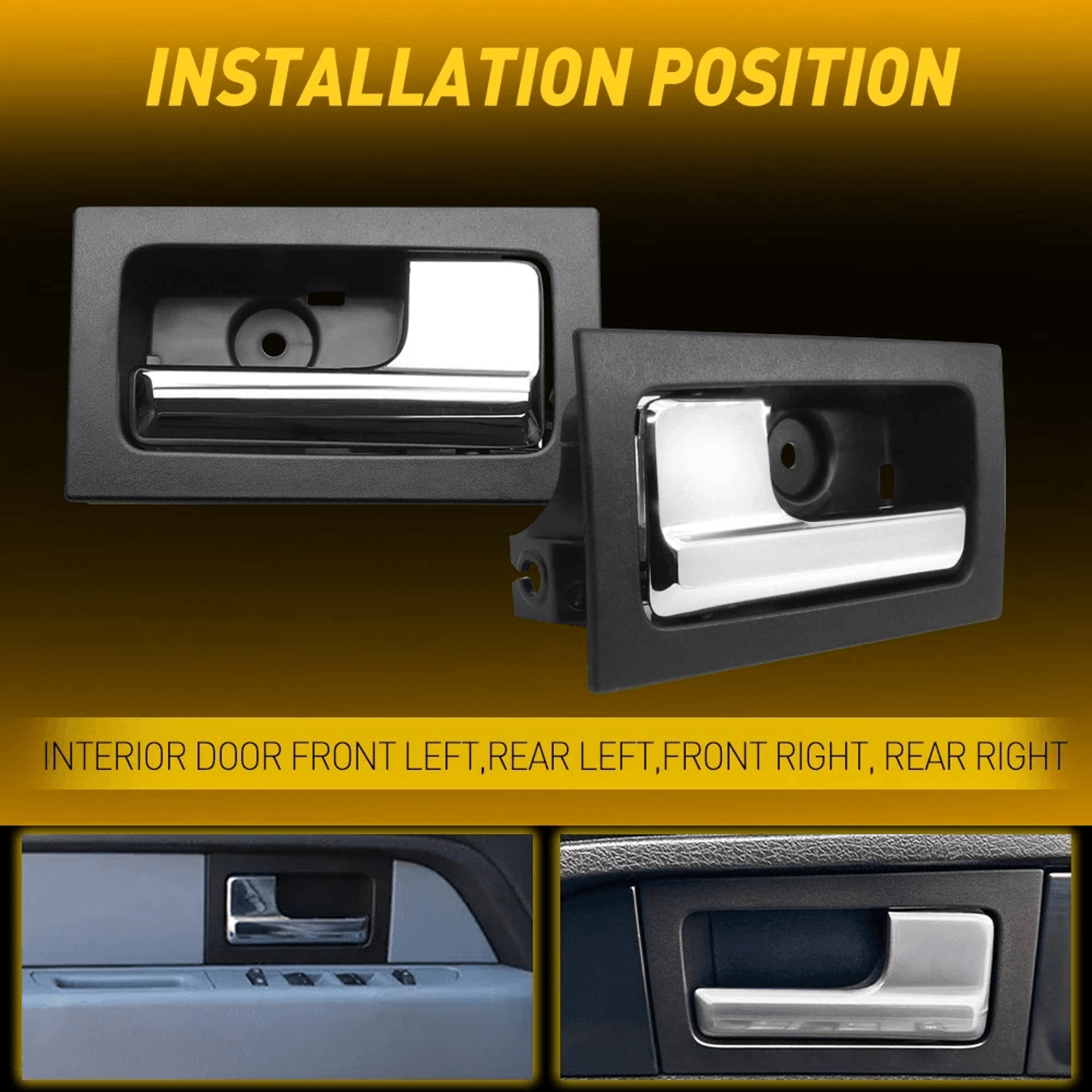 HighQuality Black Chrome Front  Rear Left  Right Interior Door Handle ABS Material Durable Perfect  6