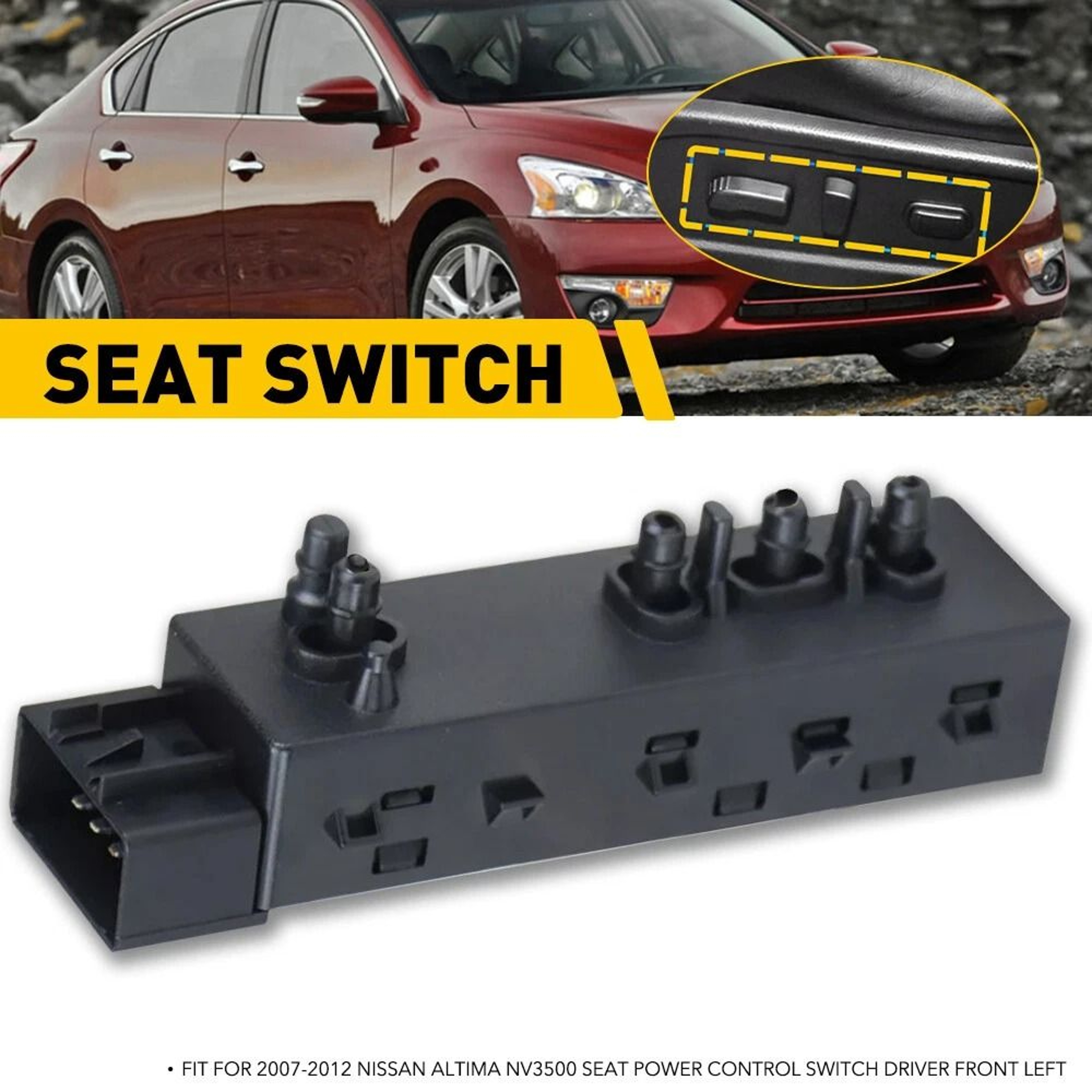 Power Seat Switch Driver Side Black Replacement For Units PlugandPlay Longlasting Quality 12