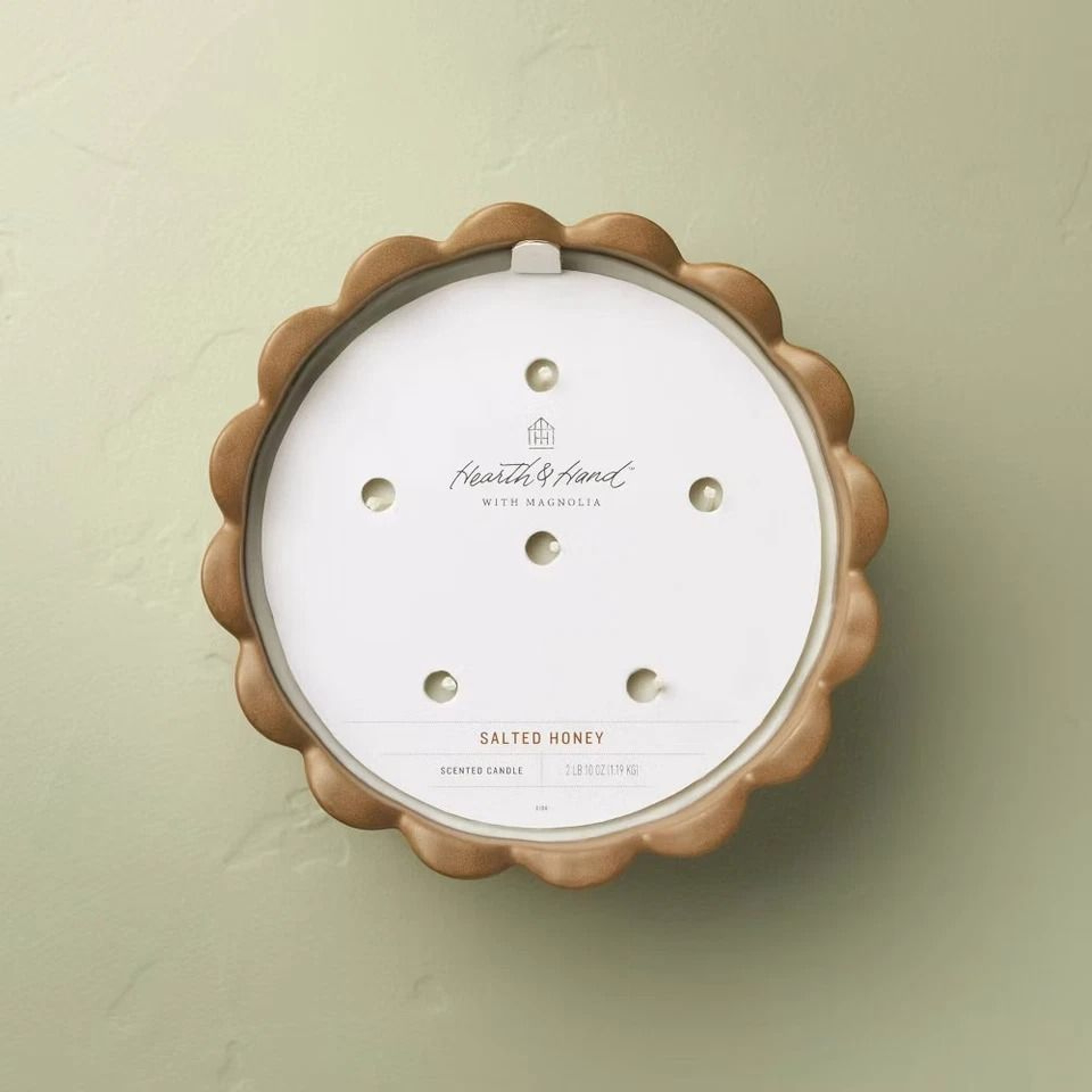 Wick Ceramic Salted Honey Jar Candle Tan 42oz Scalloped Rim Hearth  Hand With Magnolia Long Burn Ti 2