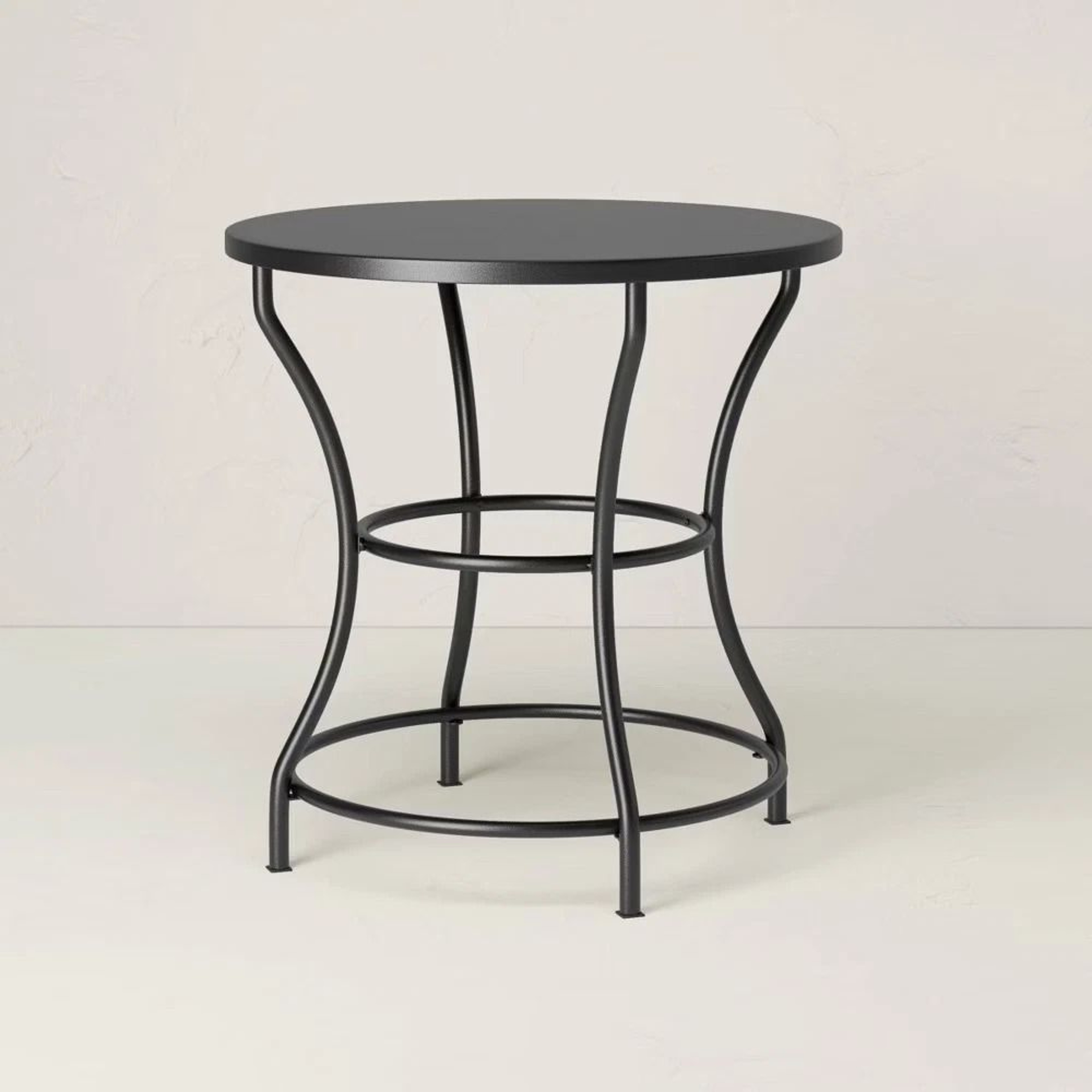 Designed Round Bistro Patio Dining Table With Jungalow Modern Black Metal Frame Perfect For Outdoor 0