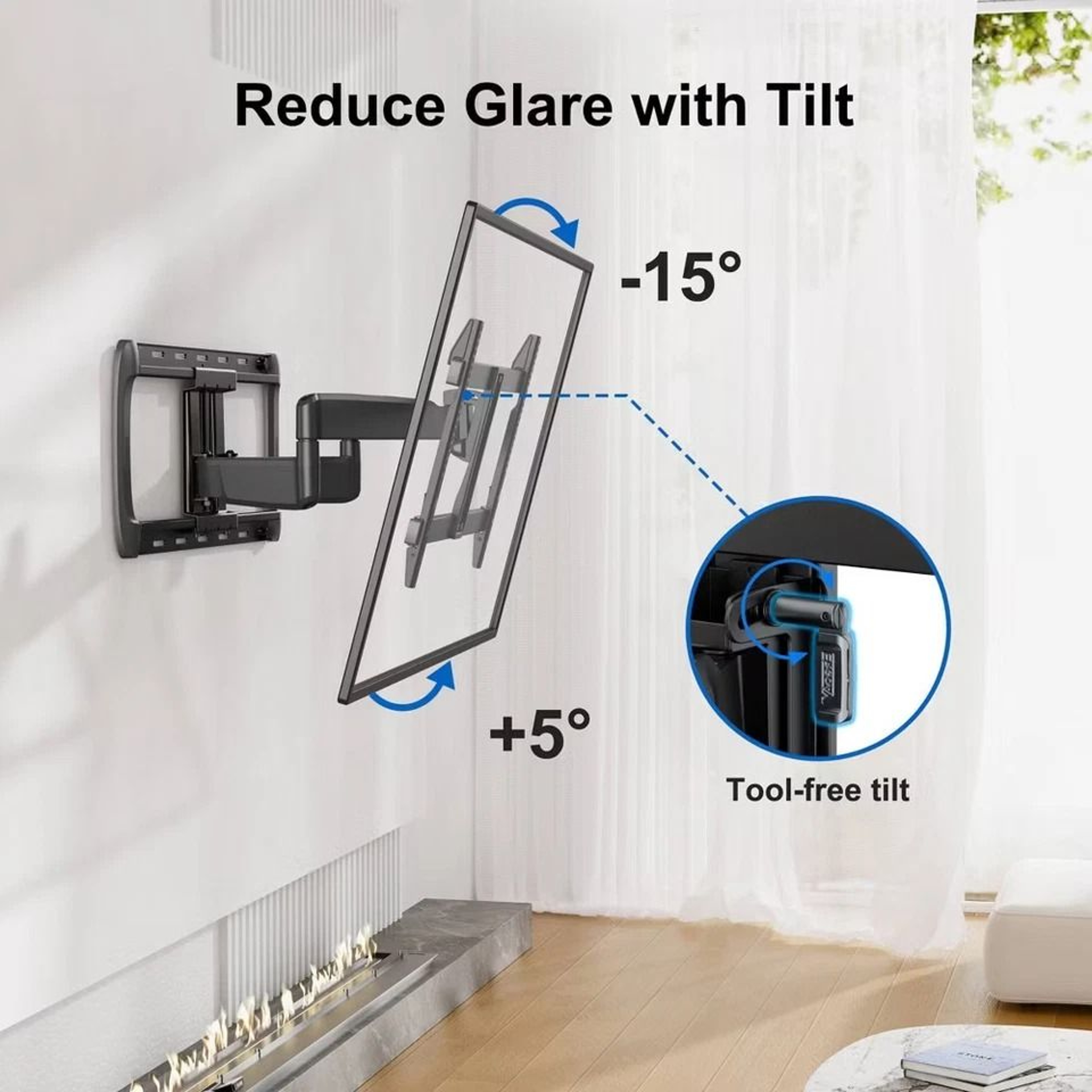 Full Motion TV Mount For TVs Tilts Swivels Extends 6