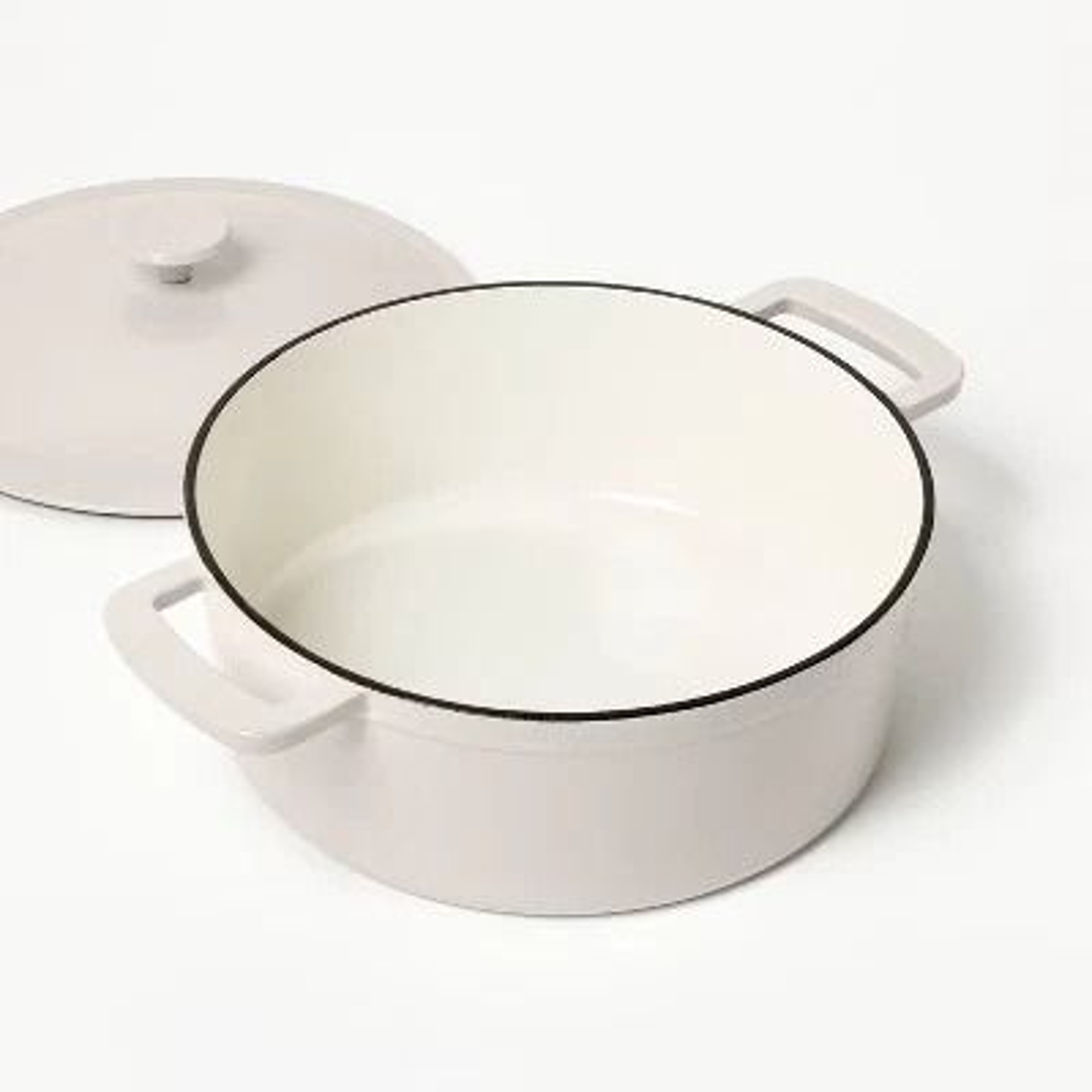 Light Gray Enamel Dutch Oven Enameled Cast Iron Oven Safe Induction  Gas Stove Compatible 1