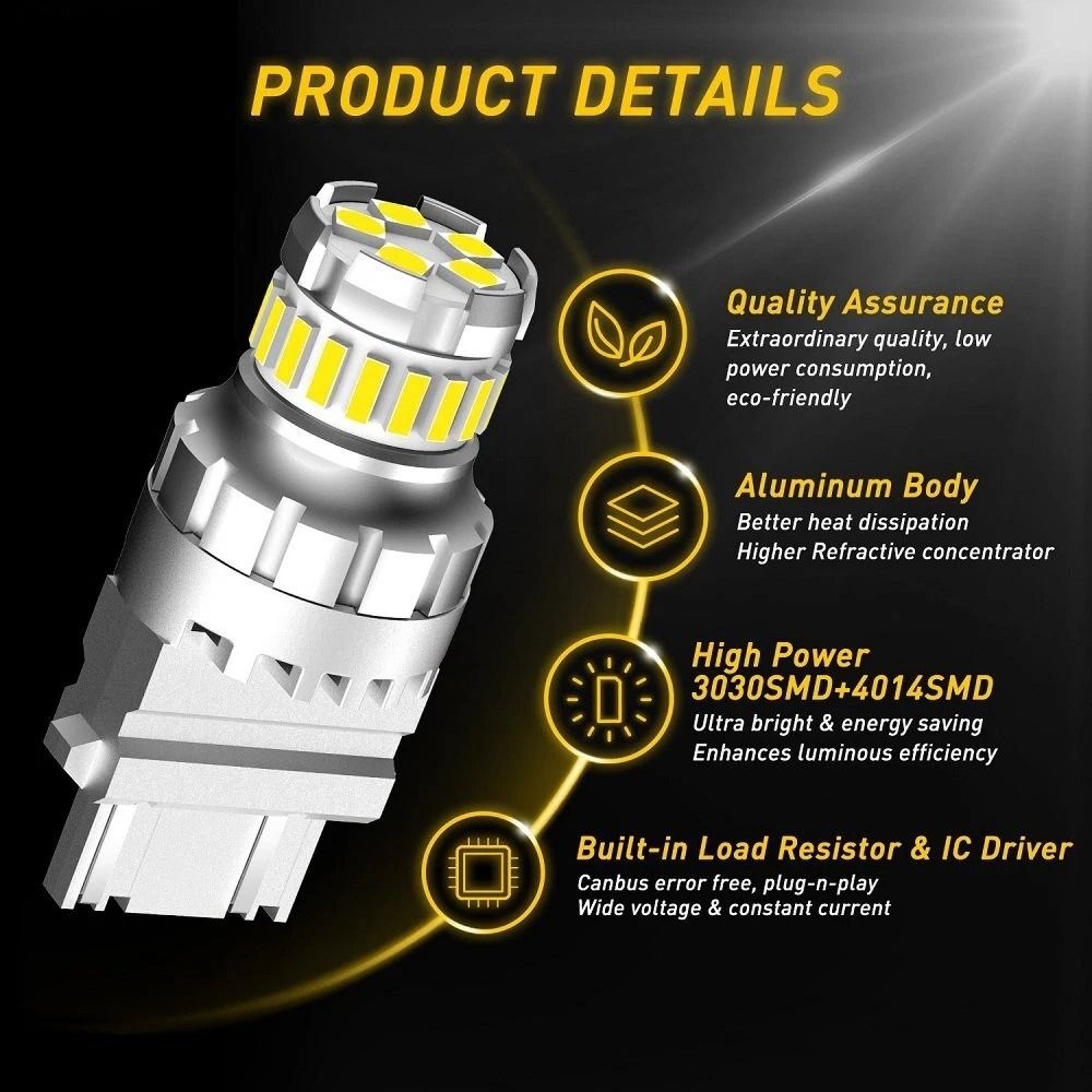 Daytime Running Light Bulbs LED Compatible Xenon HID White Per Bulb LED 2